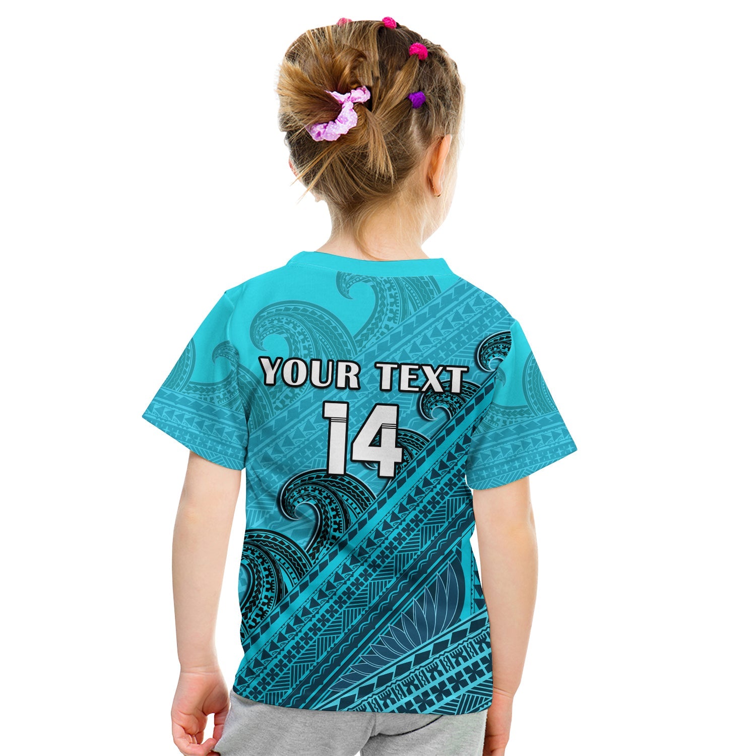 (Custom Text And Number) Moana Pasifika Rugby T Shirt KID Aotearoa Super Polynesian Pattern - Vibe Hoodie Shop