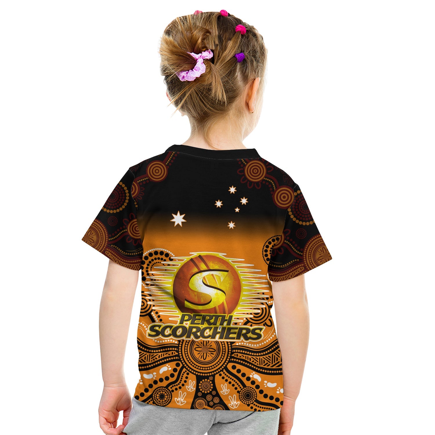 Perth Scorchers T Shirt Gradient Aboriginal Dot Painting - Vibe Hoodie Shop