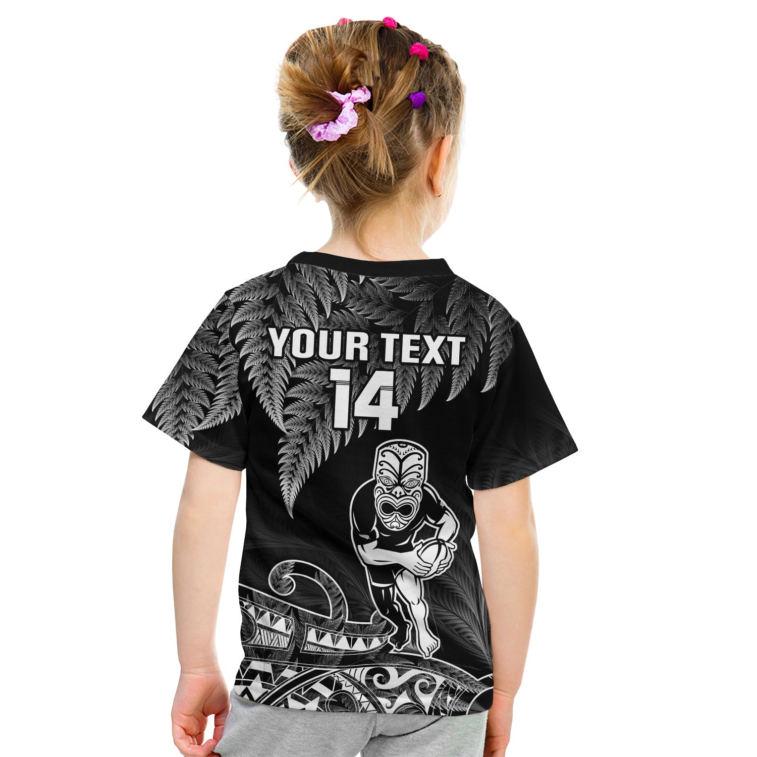 (Custom Text And Number) New Zealand Silver Fern Rugby T Shirt KID All Black Koru Maori - Vibe Hoodie Shop