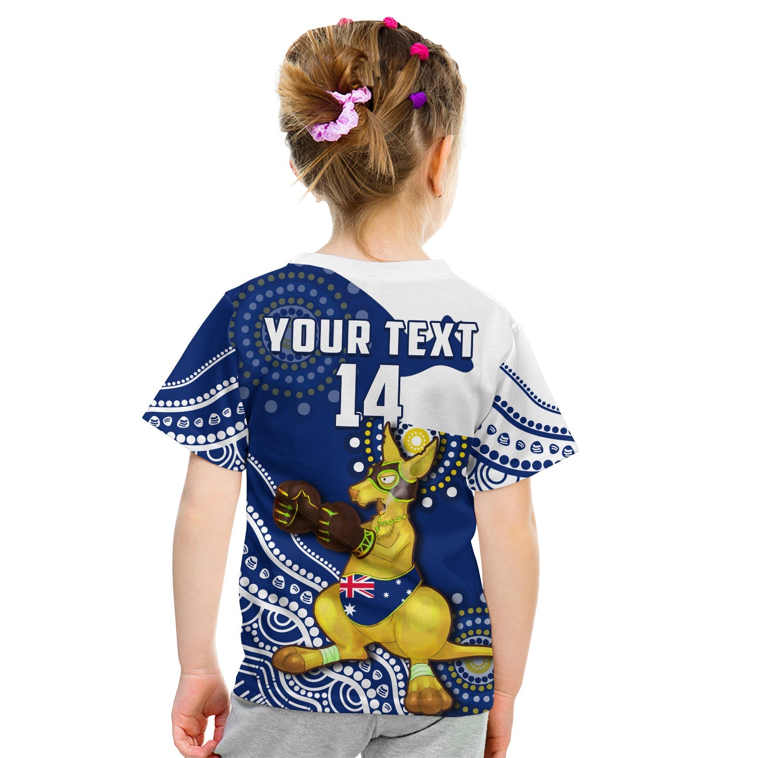 (Custom Text And Number) Australia T Shirt KID Boxing Kangaroo Indigenous Flag Color Art - Vibe Hoodie Shop