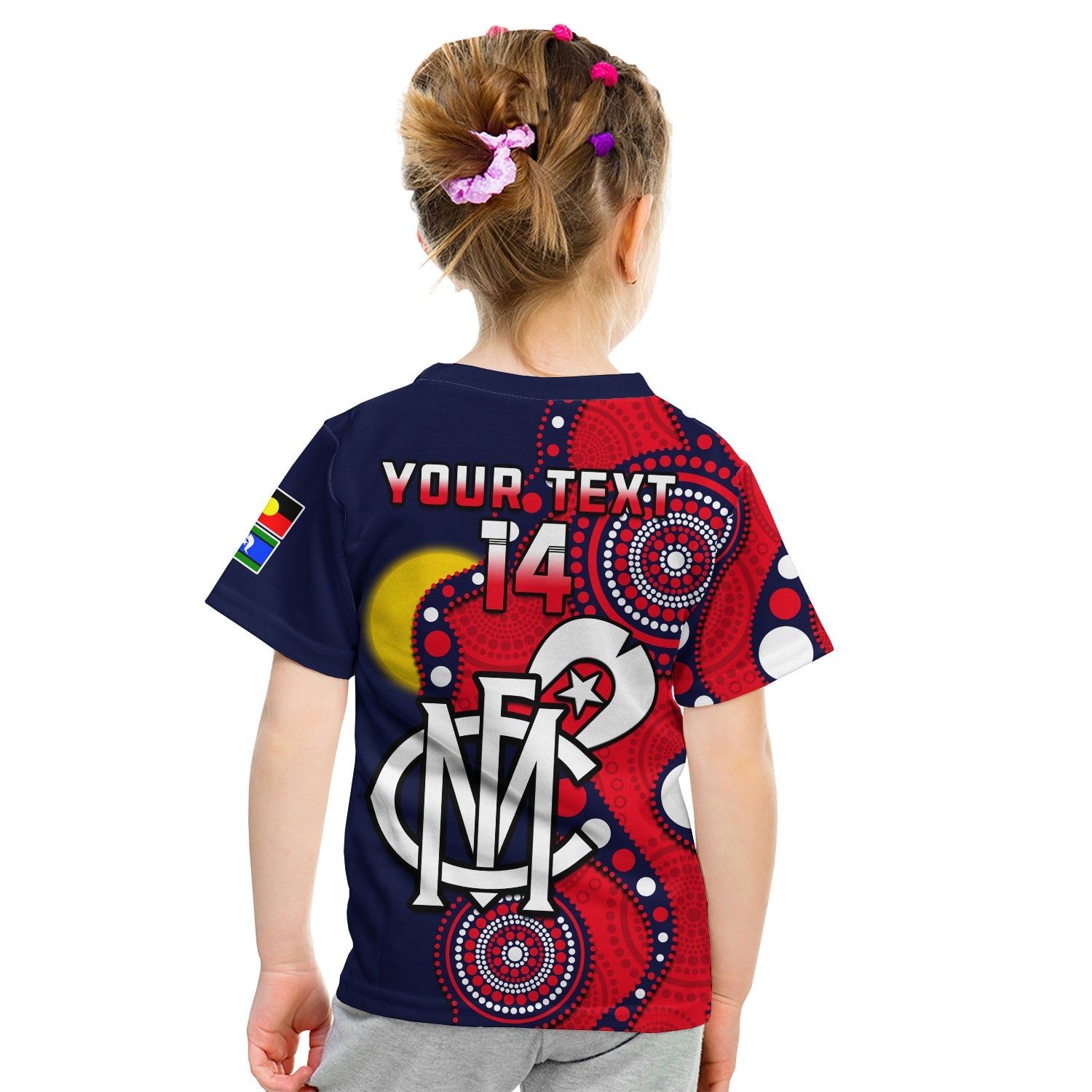 (Custom Text And Number) Melbourne Football NAIDOC 2023 T Shirt KID Demons For Our Elders Indigenous - Vibe Hoodie Shop