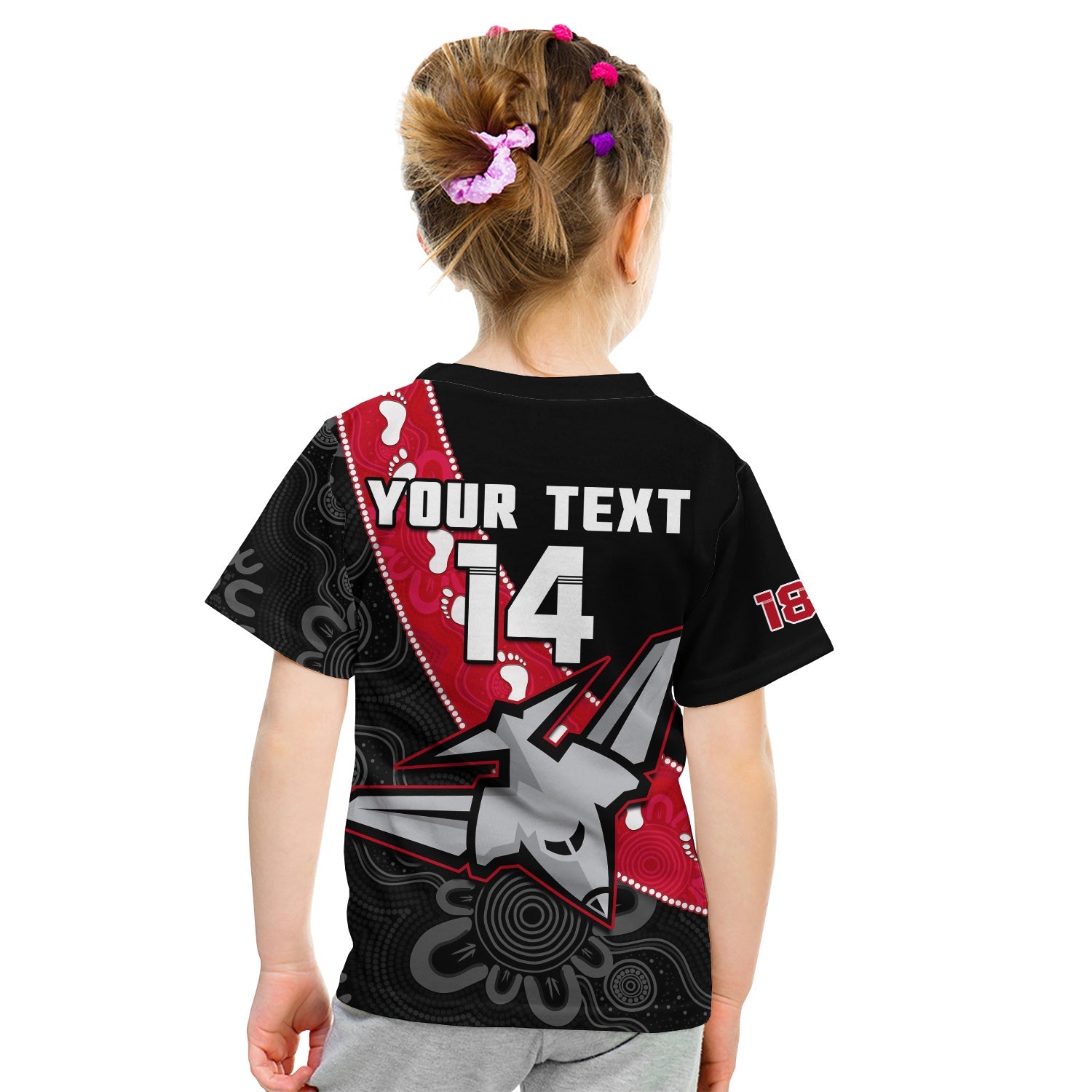 (Custom Text And Number) Essendon Football T Shirt KID Go Bombers 1872 Aboriginal Art - Vibe Hoodie Shop