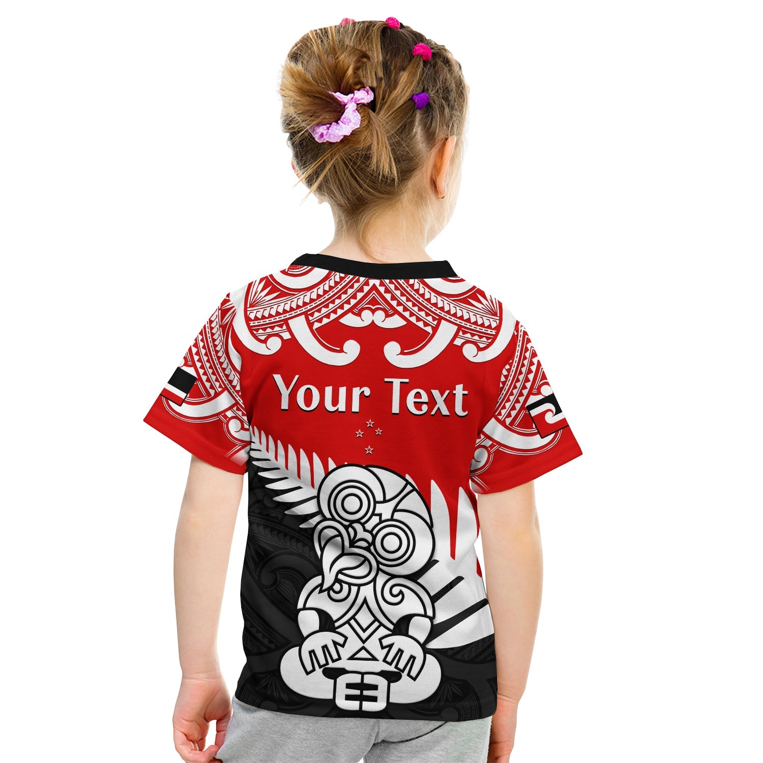 (Custom Personalised) Waitangi Day T Shirt KID Tino Rangatiratanga Flag With Tiki Maori Fern - Vibe Hoodie Shop