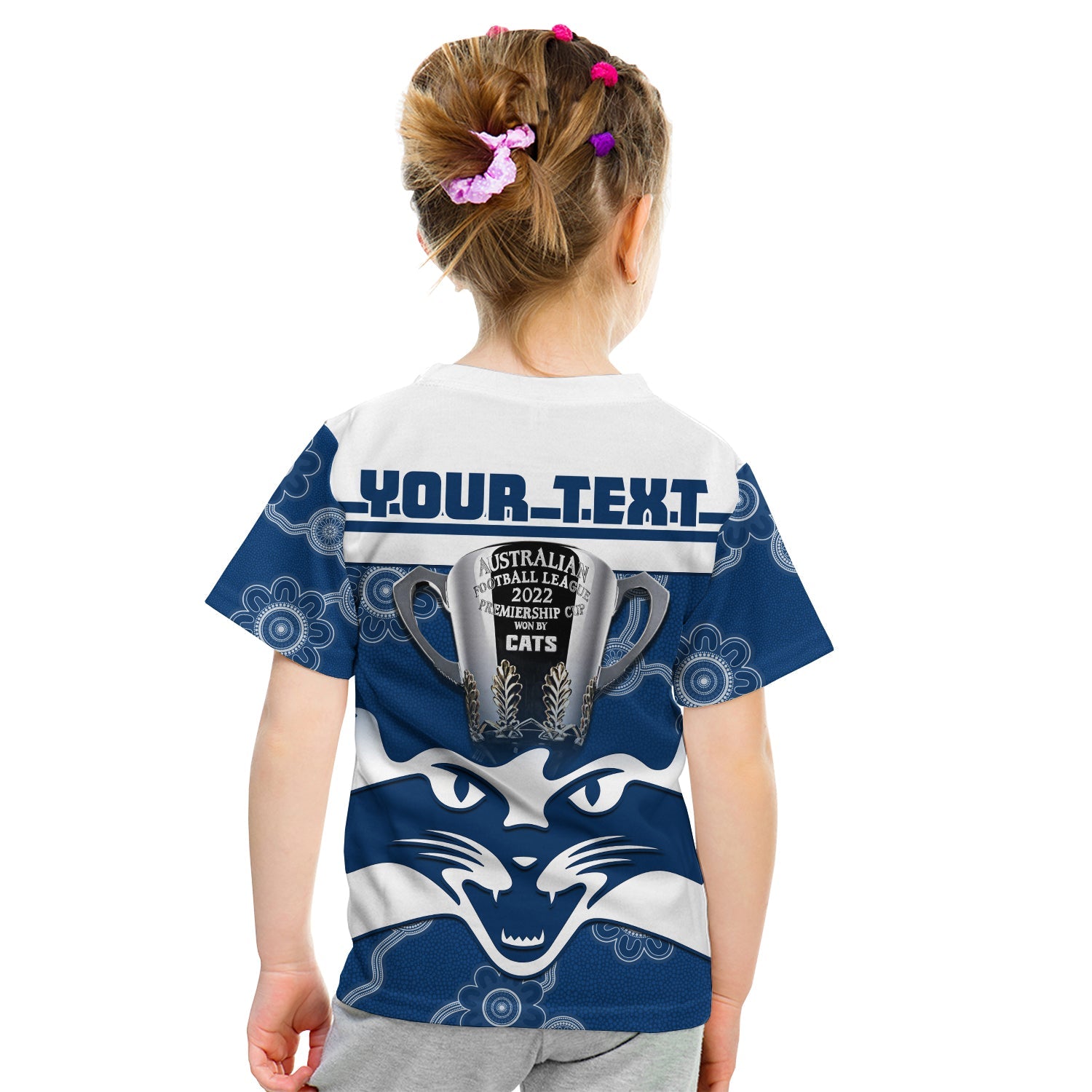 (Custom Personalised) Cats Football T Shirt KID Geelong Premiers 2022 Aboriginal - Vibe Hoodie Shop