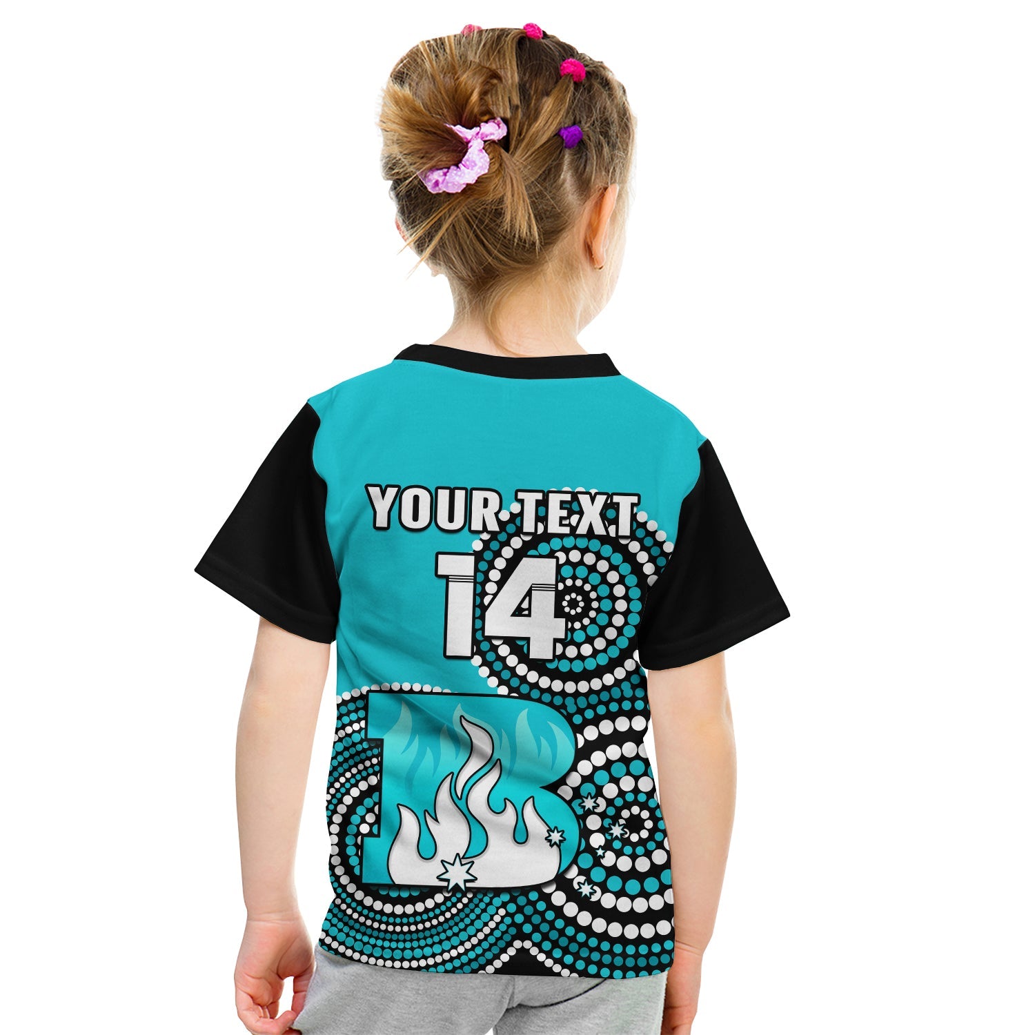 (Custom Text And Number) Brisbane Heat Cricket T Shirt KID Champions BBL12 Proud Indigenous Art - Vibe Hoodie Shop