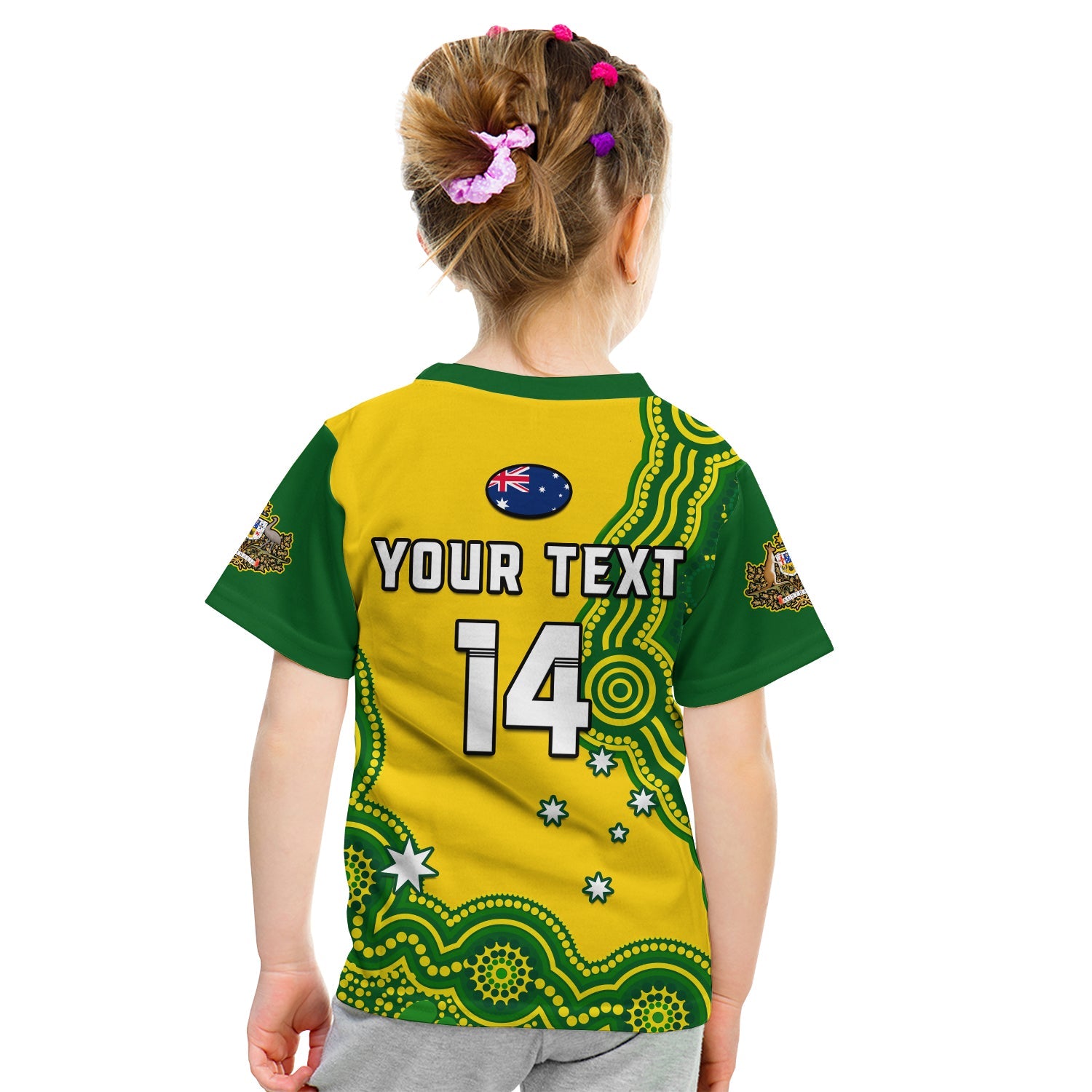 (Custom Text And Number) Australia Rugby T Shirt KID Jillaroos Champions Indigenous Yellow Style - Vibe Hoodie Shop