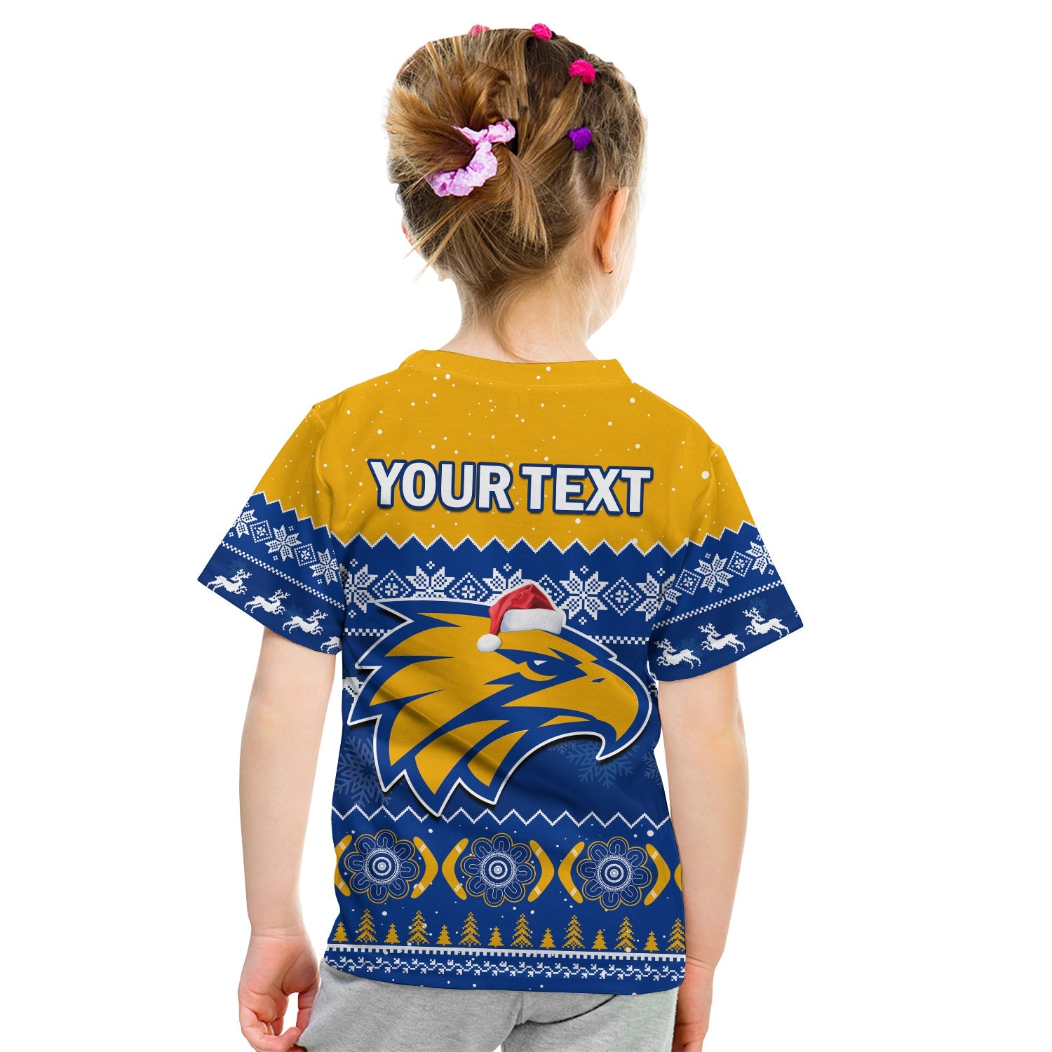 (Custom Personalised) West Coast Football T Shirt KID Eagles Indigenous Merry Christmas - Vibe Hoodie Shop