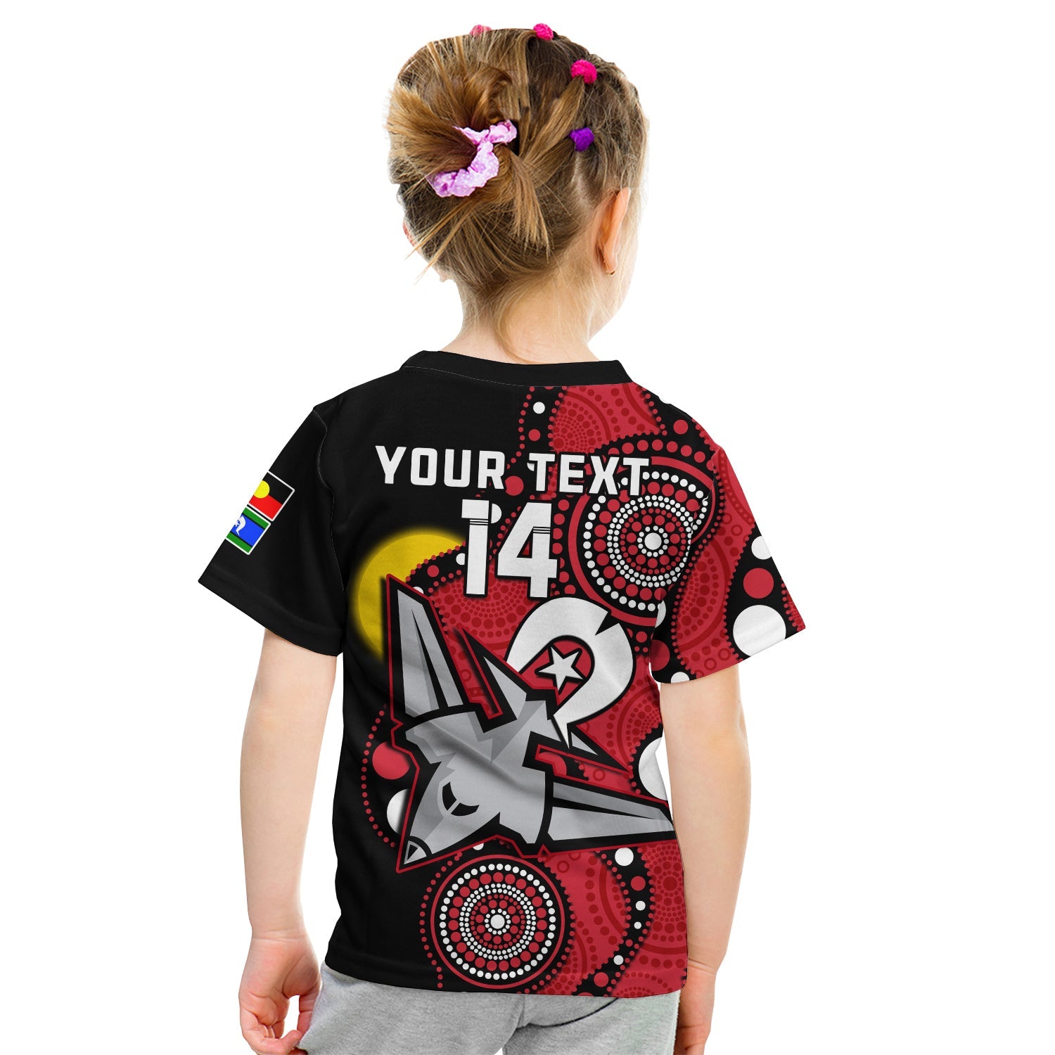 (Custom Text And Number) Essendon Football NAIDOC 2023 T Shirt KID Bombers For Our Elders Indigenous Art - Vibe Hoodie Shop