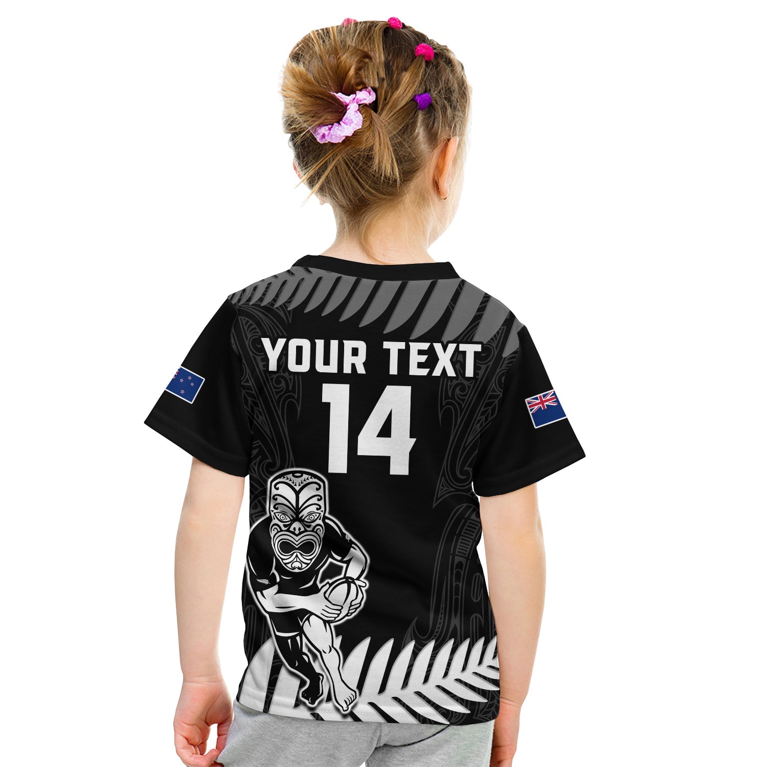 (Custom Text And Number) New Zealand Silver Fern Rugby T Shirt KID NZ Kiwi Pacific Maori Sporty - Vibe Hoodie Shop