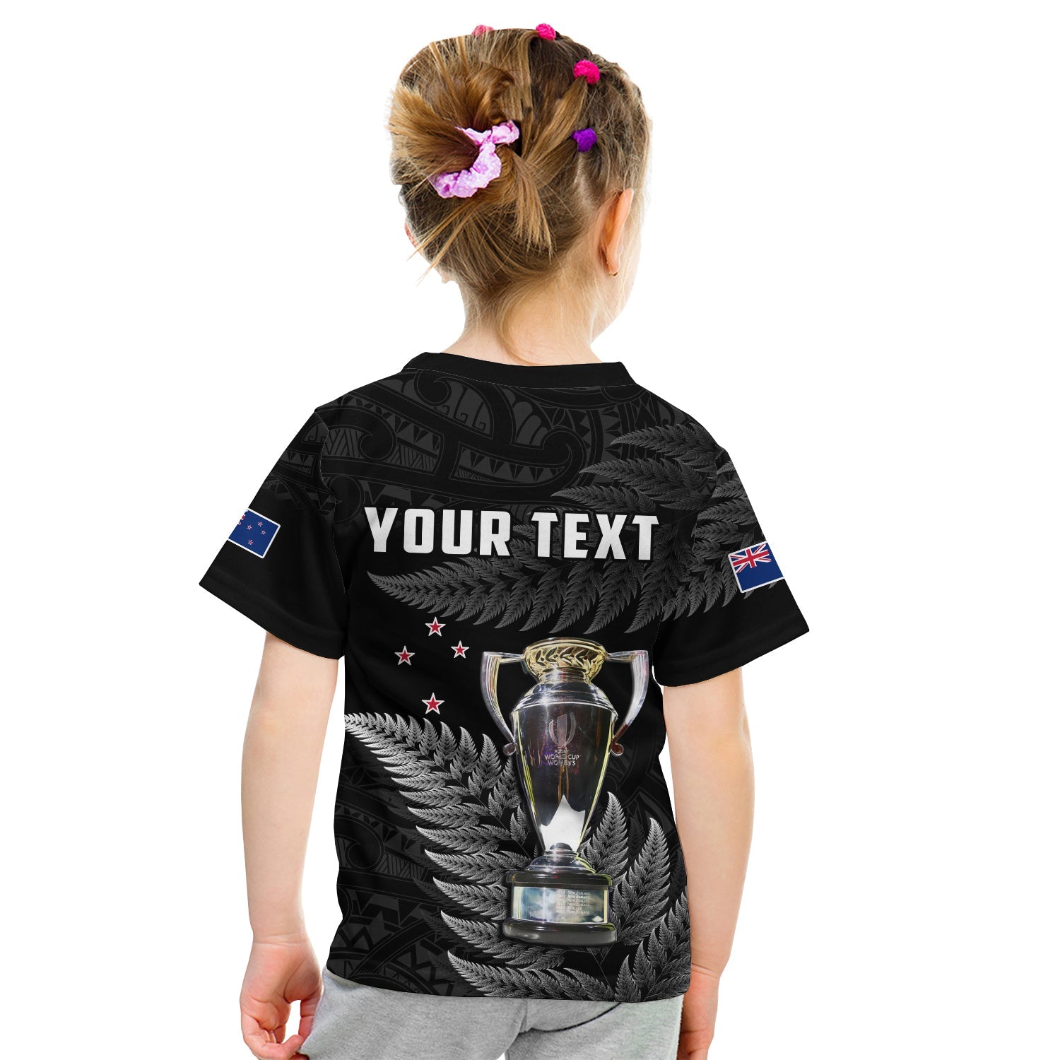 (Custom Personalised) New Zealand 2022 Rugby T Shirt KID Black Fern Proud Champions RWC - Vibe Hoodie Shop