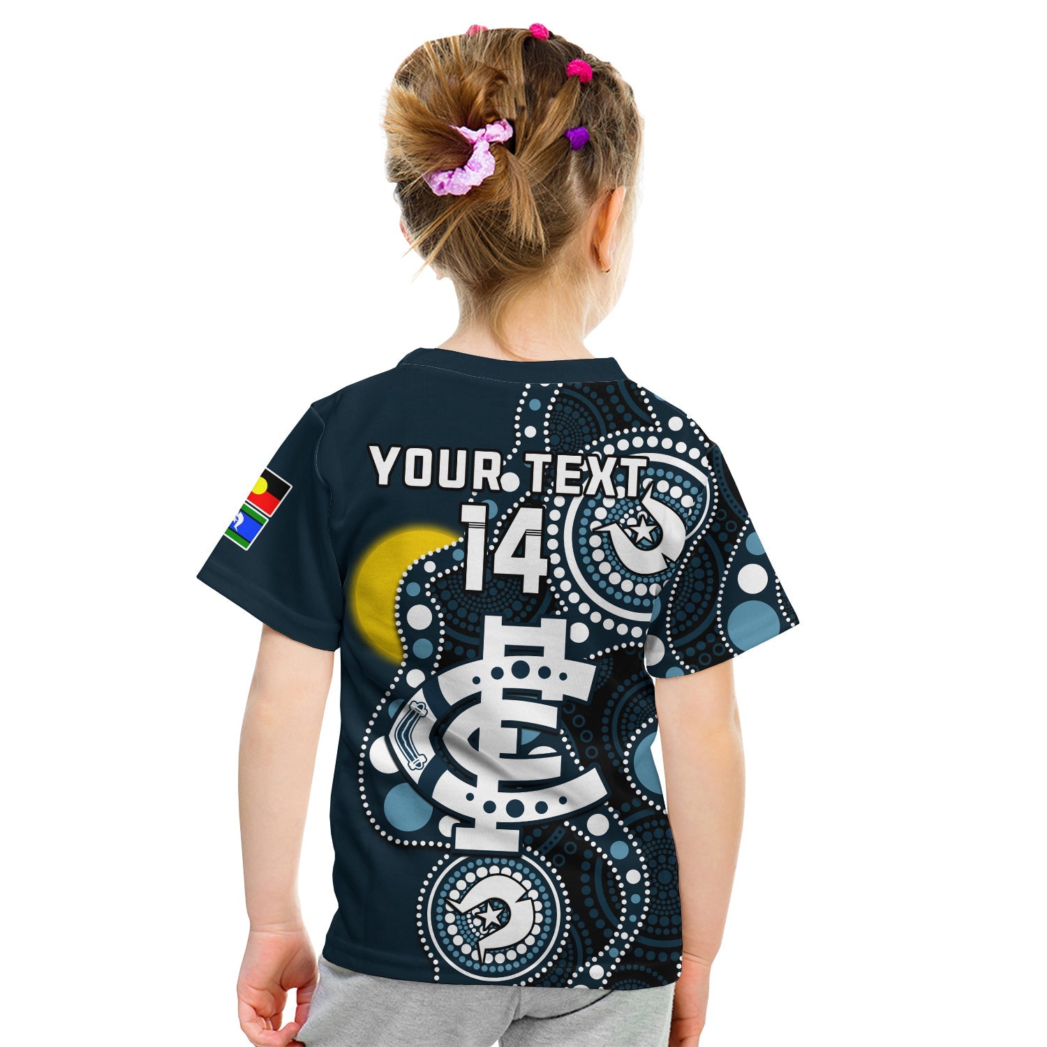 (Custom Text And Number) Carlton Football NAIDOC 2023 T Shirt KID Blues For Our Elders Indigenous Art - Vibe Hoodie Shop