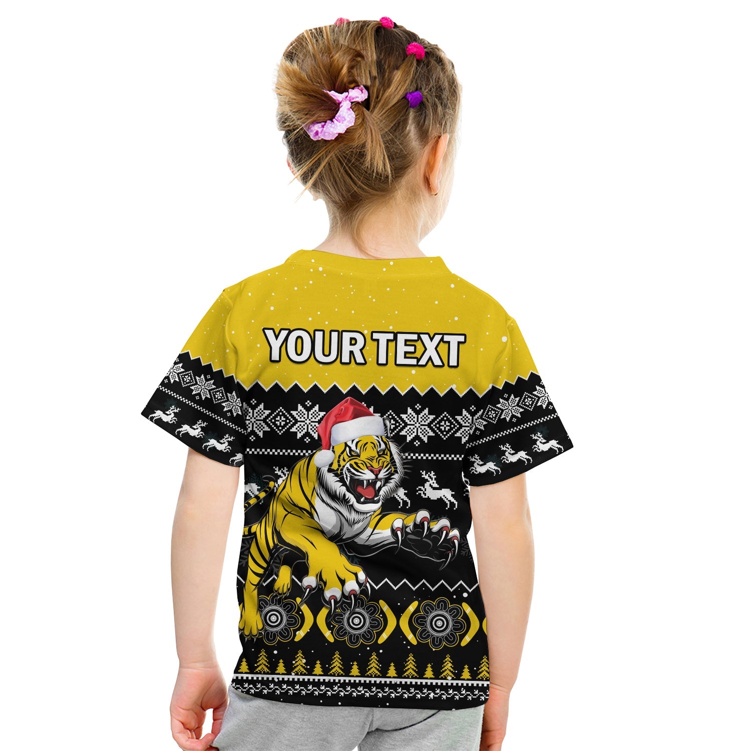 (Custom Personalised) Richmond Football T Shirt KID Tigers Indigenous Merry Christmas - Vibe Hoodie Shop