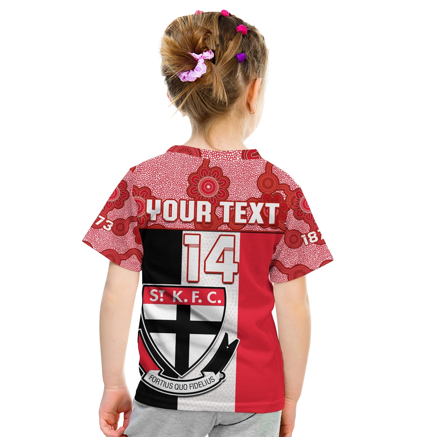 (Custom Text And Number) Saints Football T Shirt KID St Kilda 1873 Aboriginal Dot Painting - Vibe Hoodie Shop