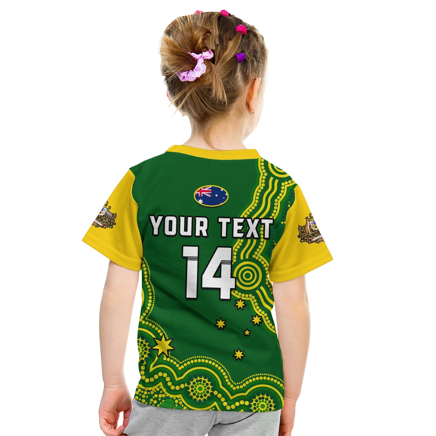 (Custom Text And Number) Australia Rugby T Shirt KID Jillaroos Champions Indigenous Green Style - Vibe Hoodie Shop