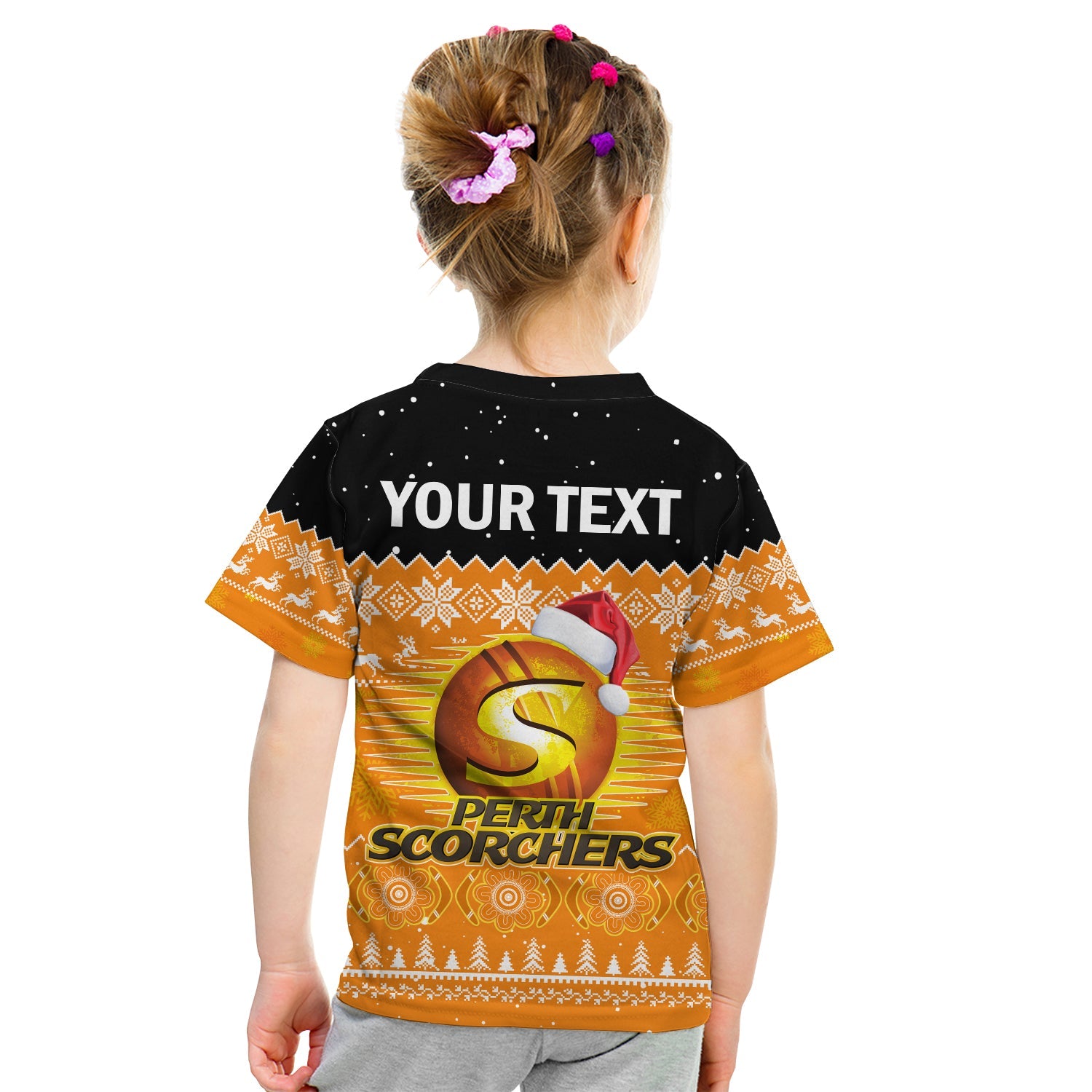 (Custom Personalised) Perth Scorchers Cricket T Shirt KID Aboriginal Merry Christmas - Vibe Hoodie Shop