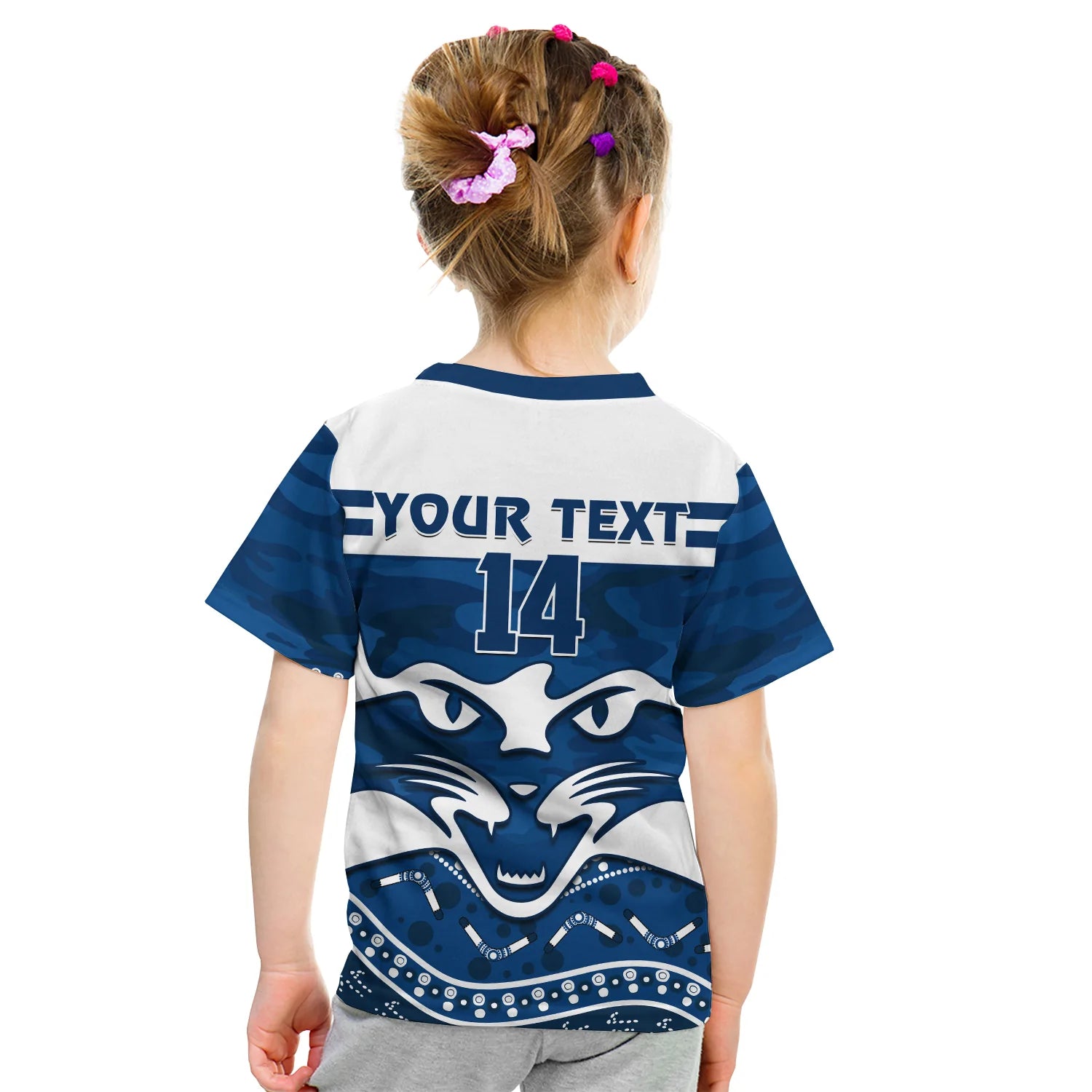 (Custom Text And Number) Cats Football ANZAC T Shirt KID Geelong Camouflage Poppy Mix Aboriginal - Vibe Hoodie Shop