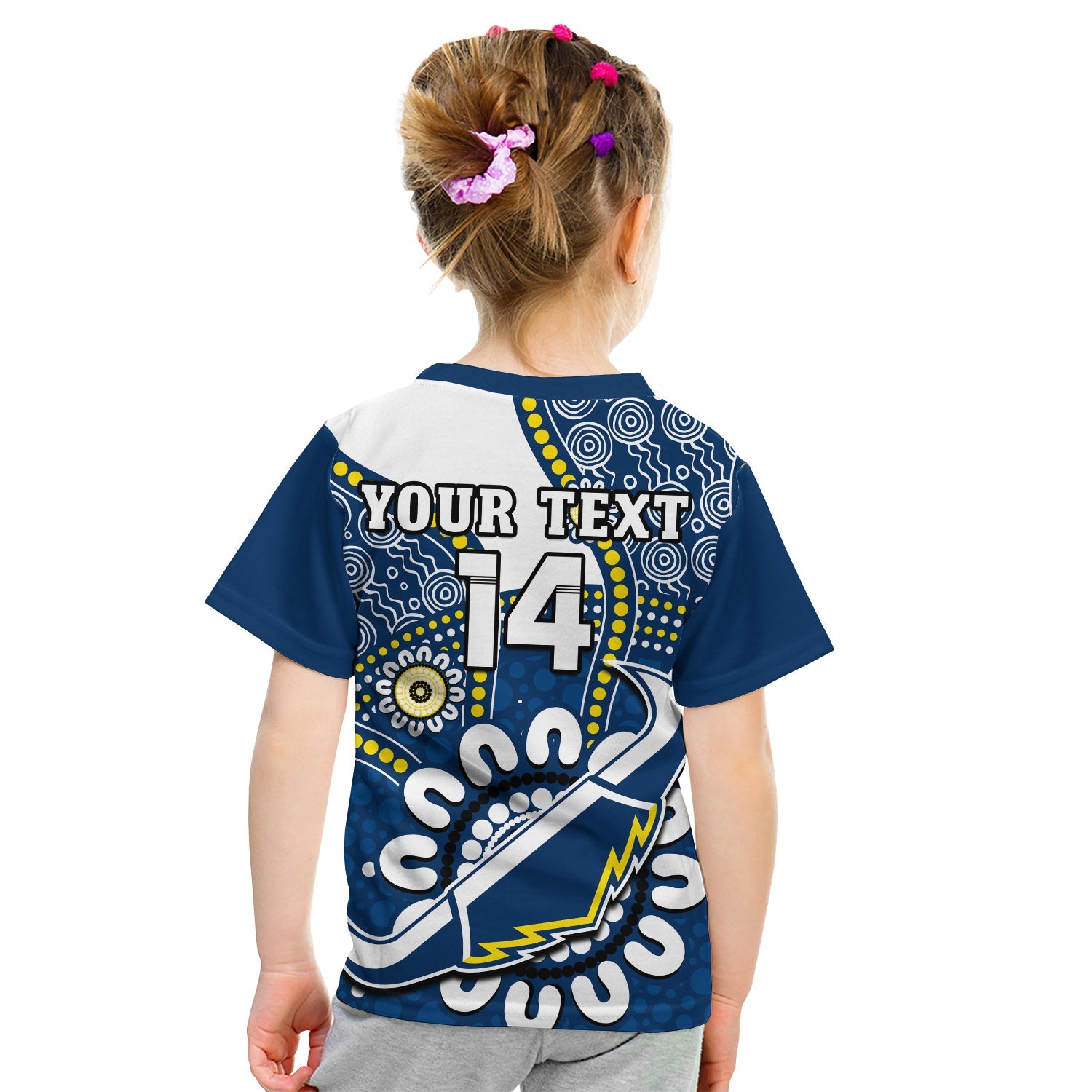 (Custom Text And Number) Cowboys Rugby T Shirt KID Indigenous Art - Vibe Hoodie Shop