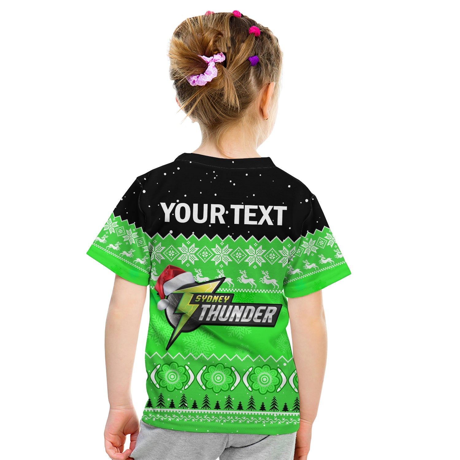 (Custom Personalised) Thunder Cricket T Shirt KID Aboriginal Merry Christmas - Vibe Hoodie Shop