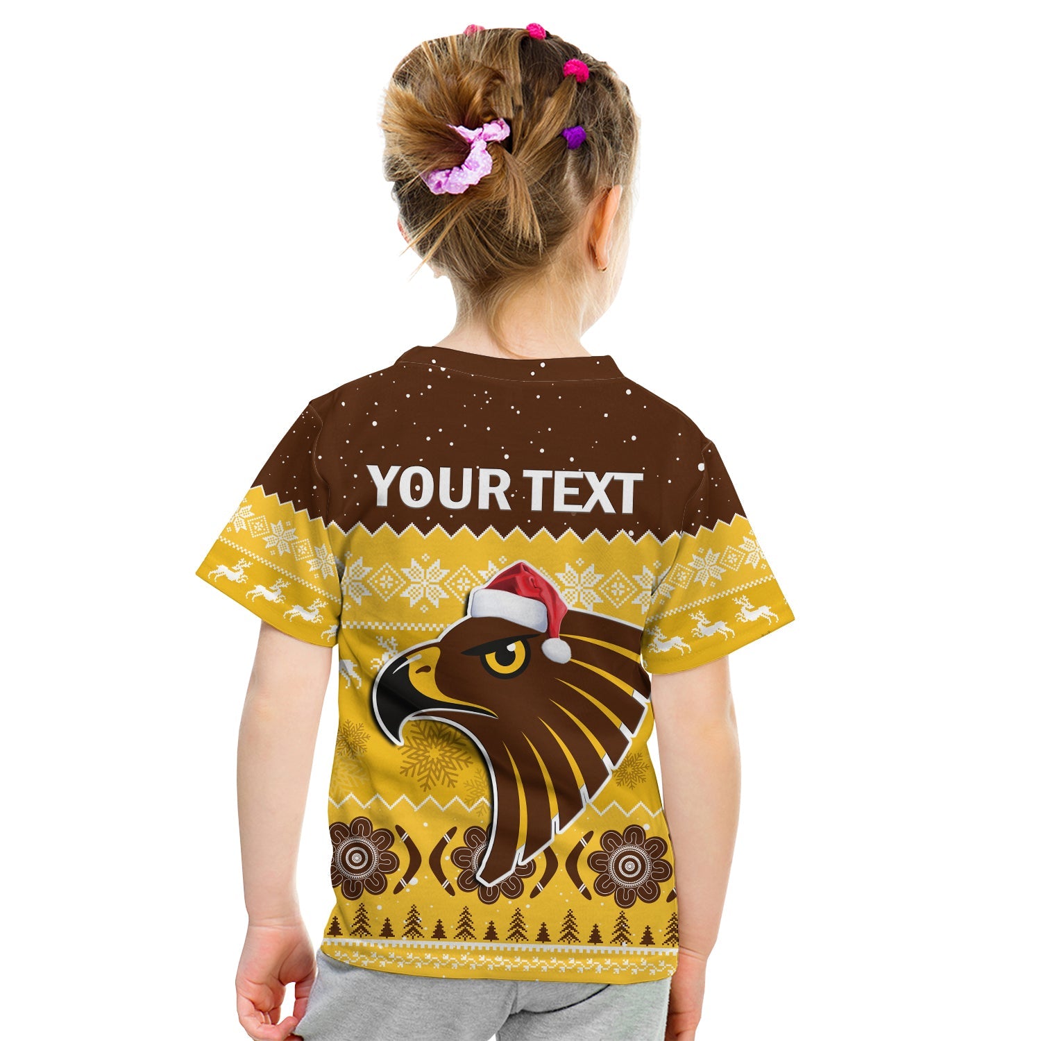 (Custom Personalised) Hawthorn Football T Shirt KID Hawks Indigenous Merry Christmas - Vibe Hoodie Shop