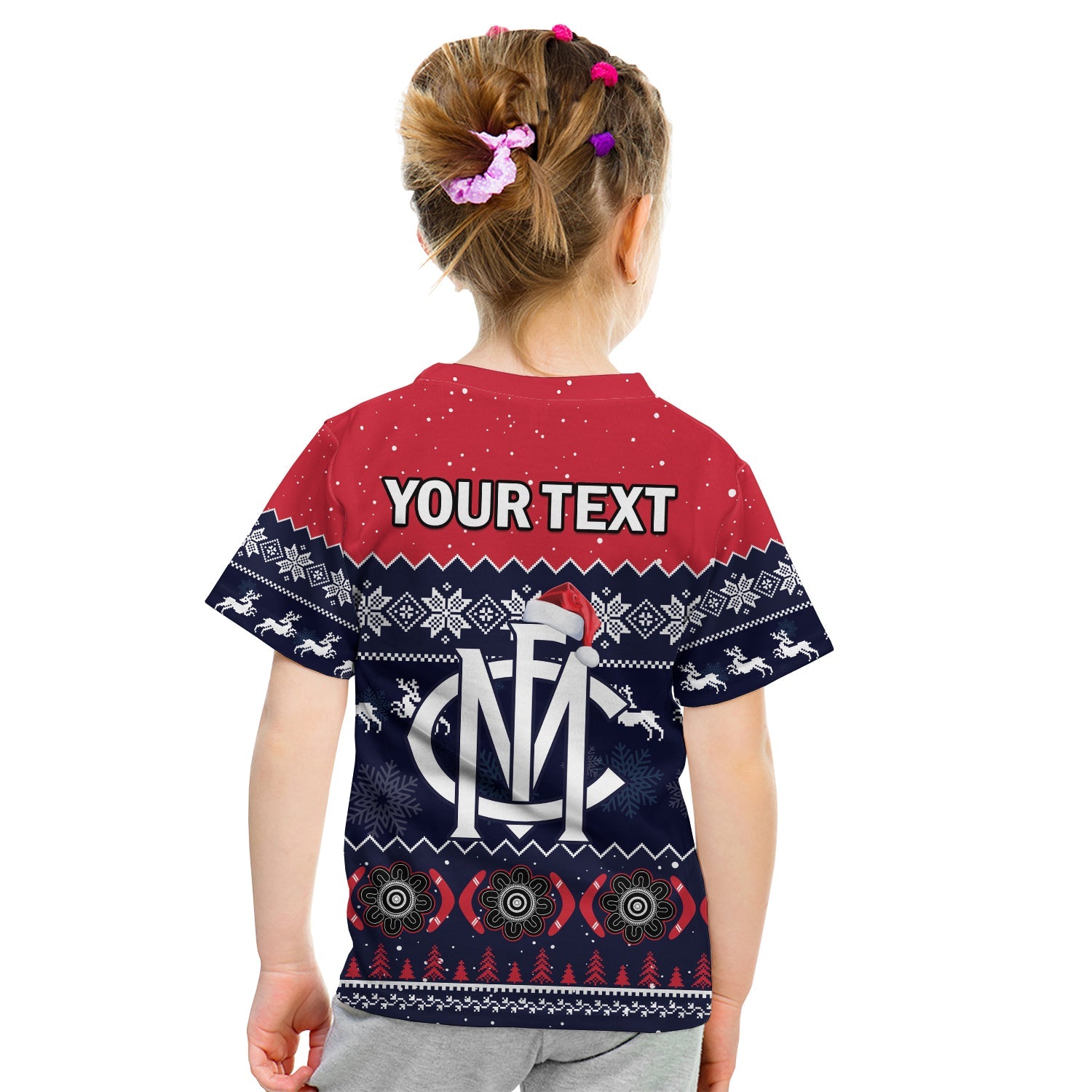 (Custom Personalised) Melbourne Football T Shirt KID Demons Indigenous Merry Christmas - Vibe Hoodie Shop