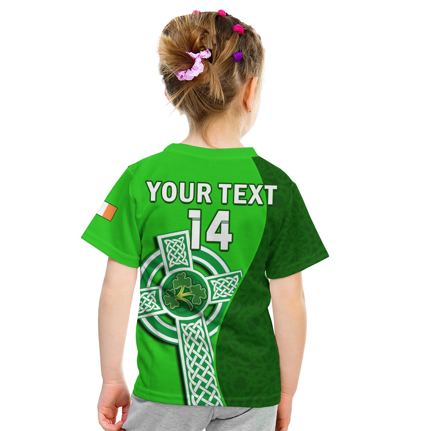 (Custom Text And Number) Ireland Cricket T Shirt KID Irish Flag Celtic Cross Sporty Style - Vibe Hoodie Shop