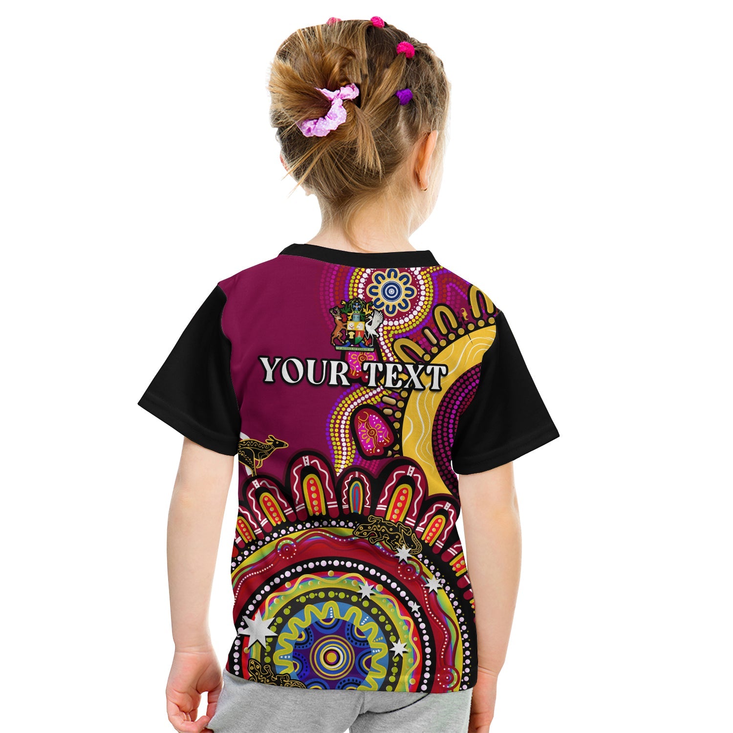 (Custom Personalised) Queensland State T Shirt KID QLD Australian Indigenous Art - Vibe Hoodie Shop