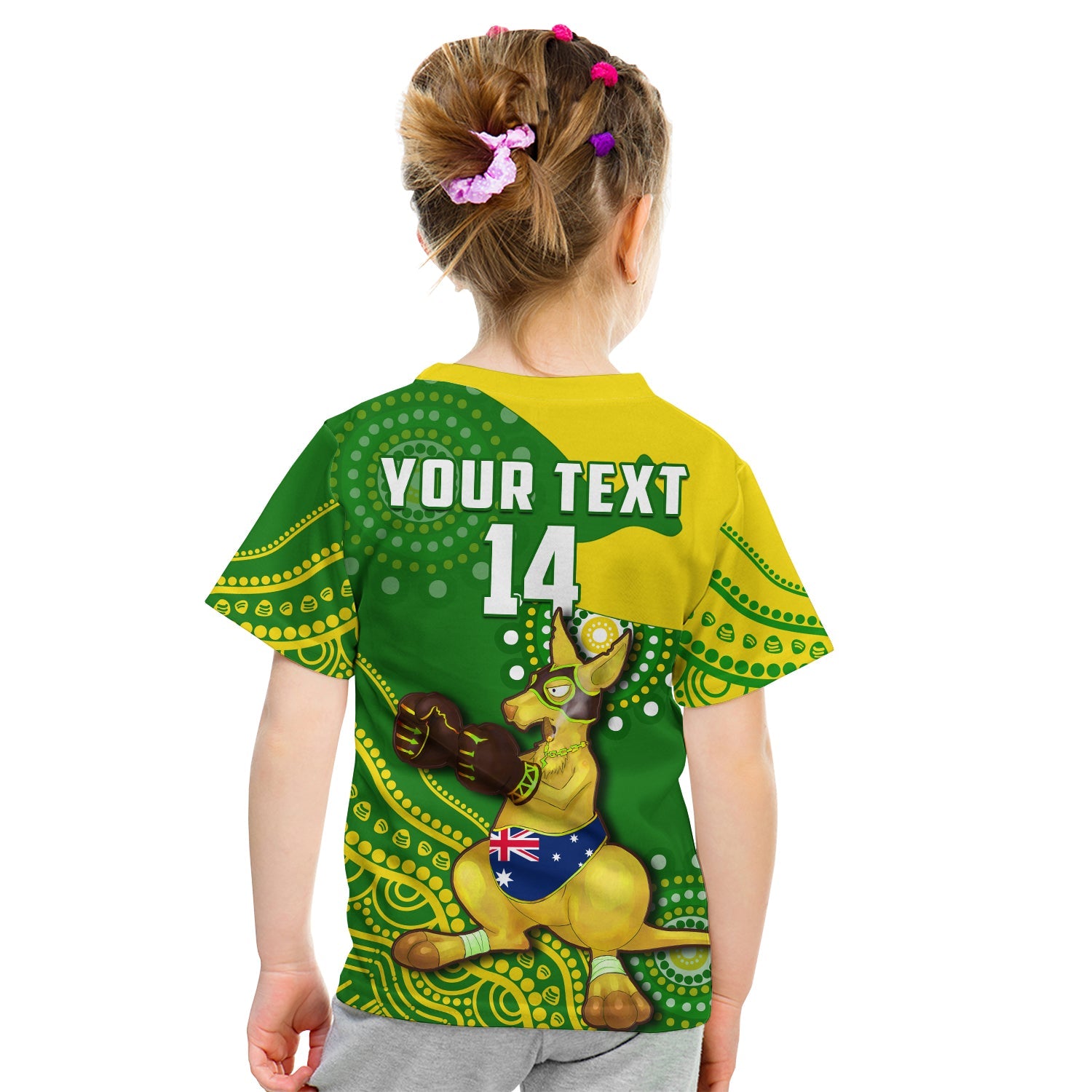 (Custom Text And Number) Australia T Shirt KID Boxing Kangaroo Indigenous National Color Art - Vibe Hoodie Shop