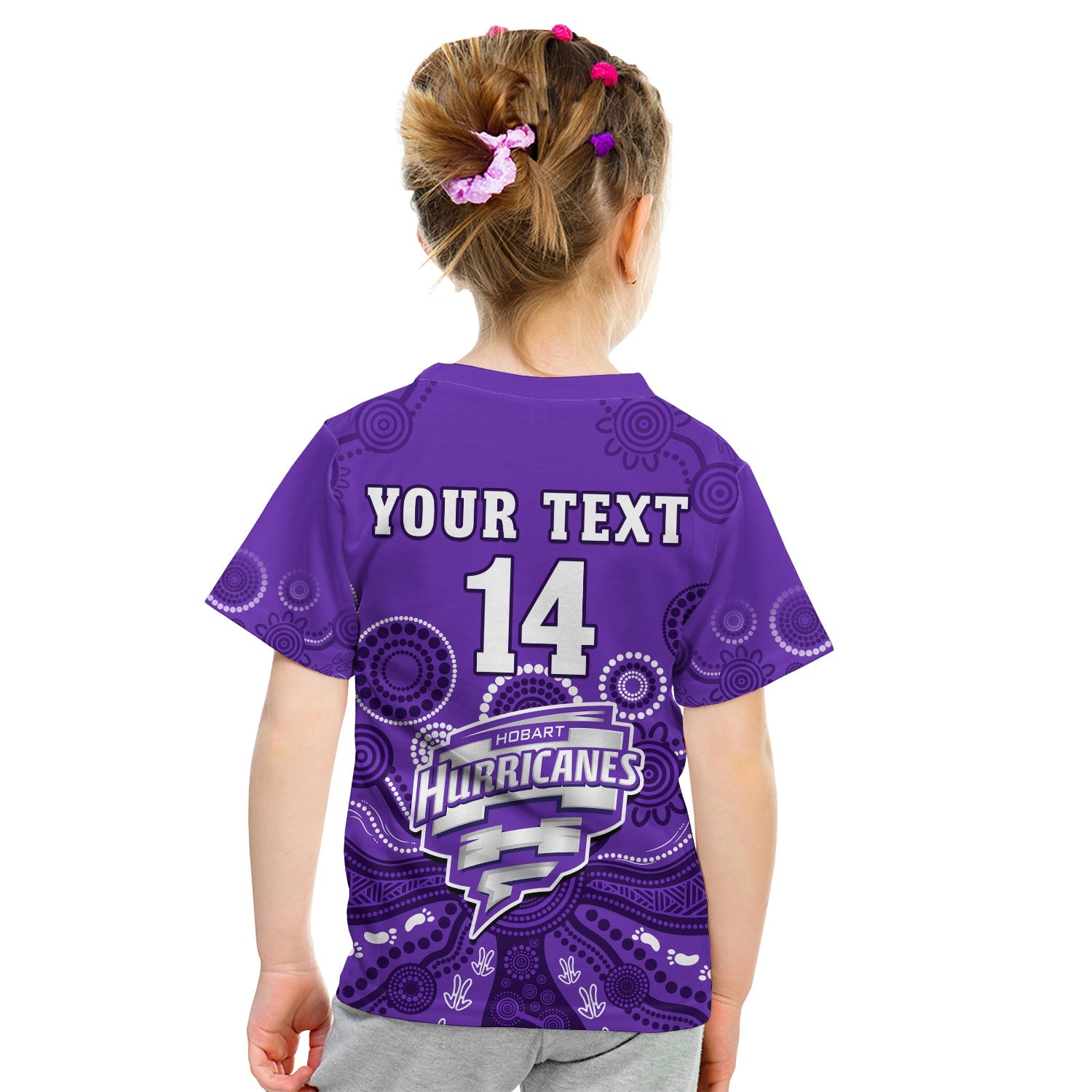 (Custom Text And Number) Hobart Hurricanes Cricket T Shirt KID Indigenous Artsy - Vibe Hoodie Shop