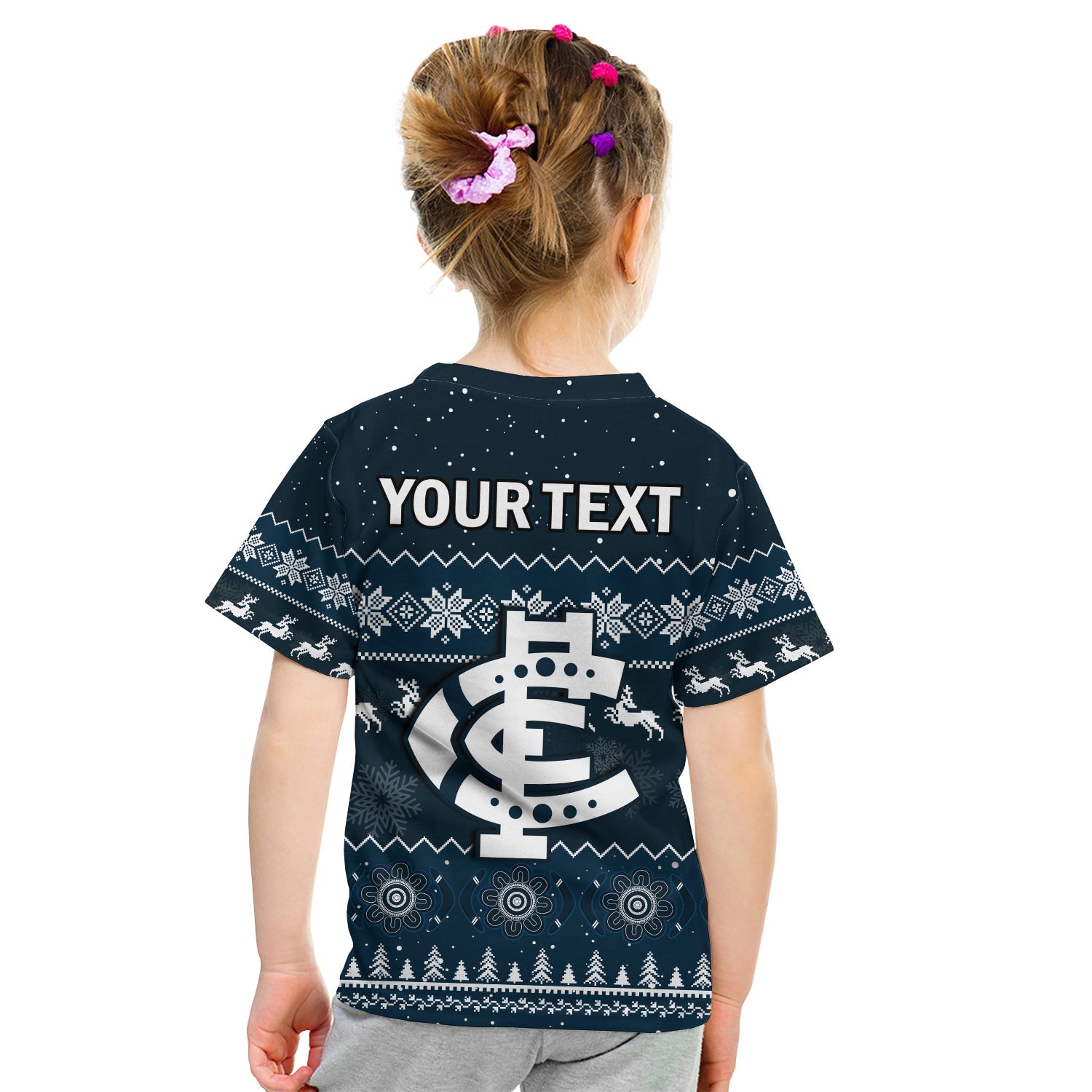 (Custom Personalised) Carlton Football T Shirt KID Blues Indigenous Merry Christmas - Vibe Hoodie Shop