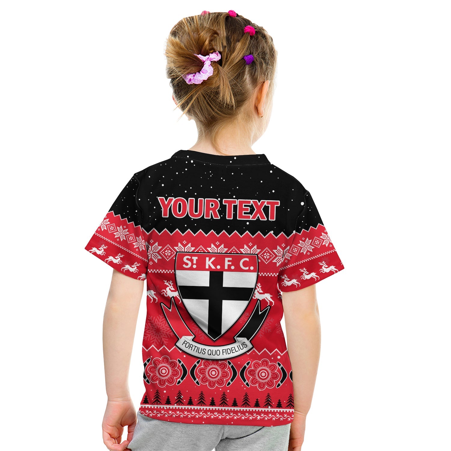 (Custom Personalised) St Kilda Football T Shirt KID Saints Indigenous Merry Christmas - Vibe Hoodie Shop