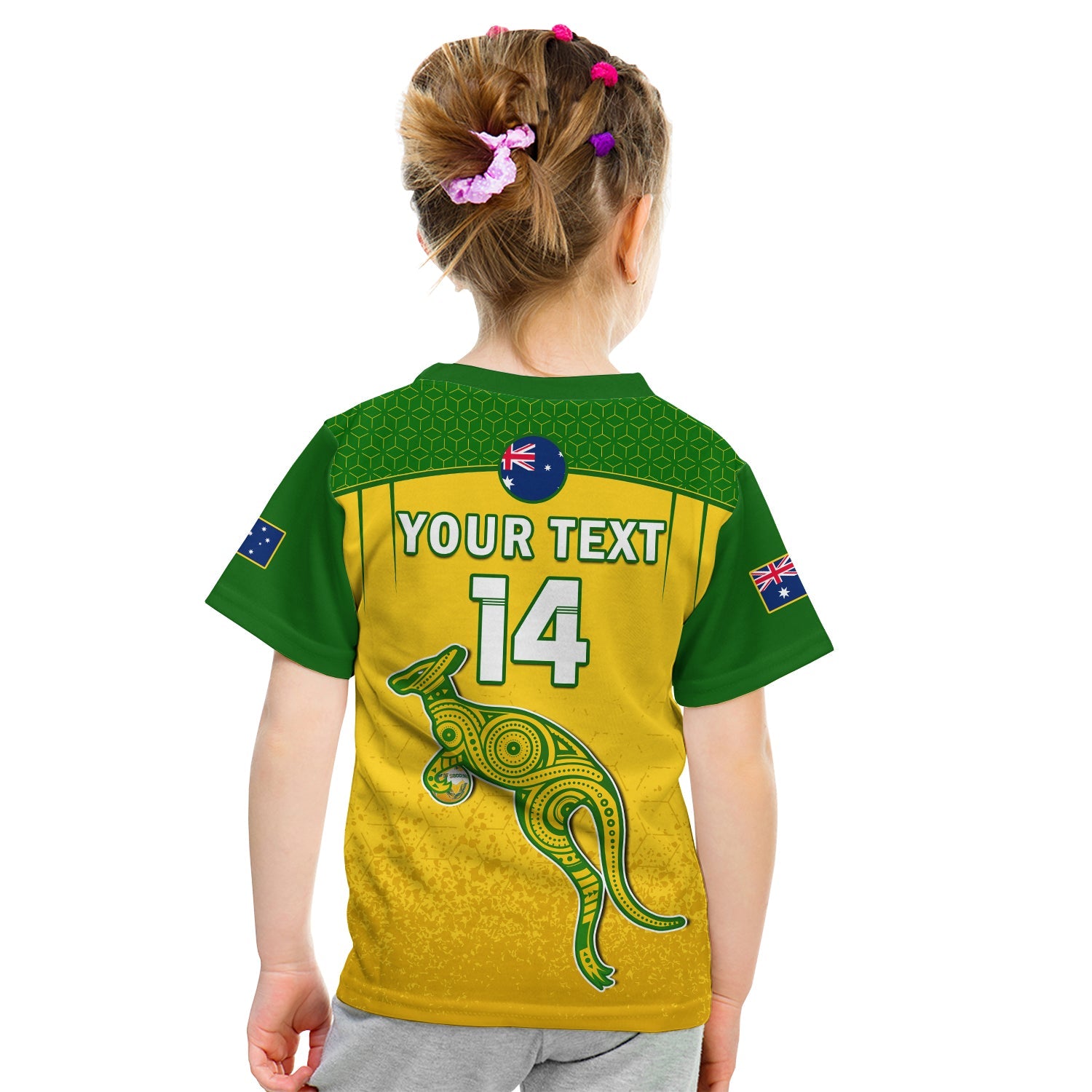 (Custom Text And Number) Australia Soccer T Shirt KID Socceroos Dots Kangaroo Simple Style - Vibe Hoodie Shop