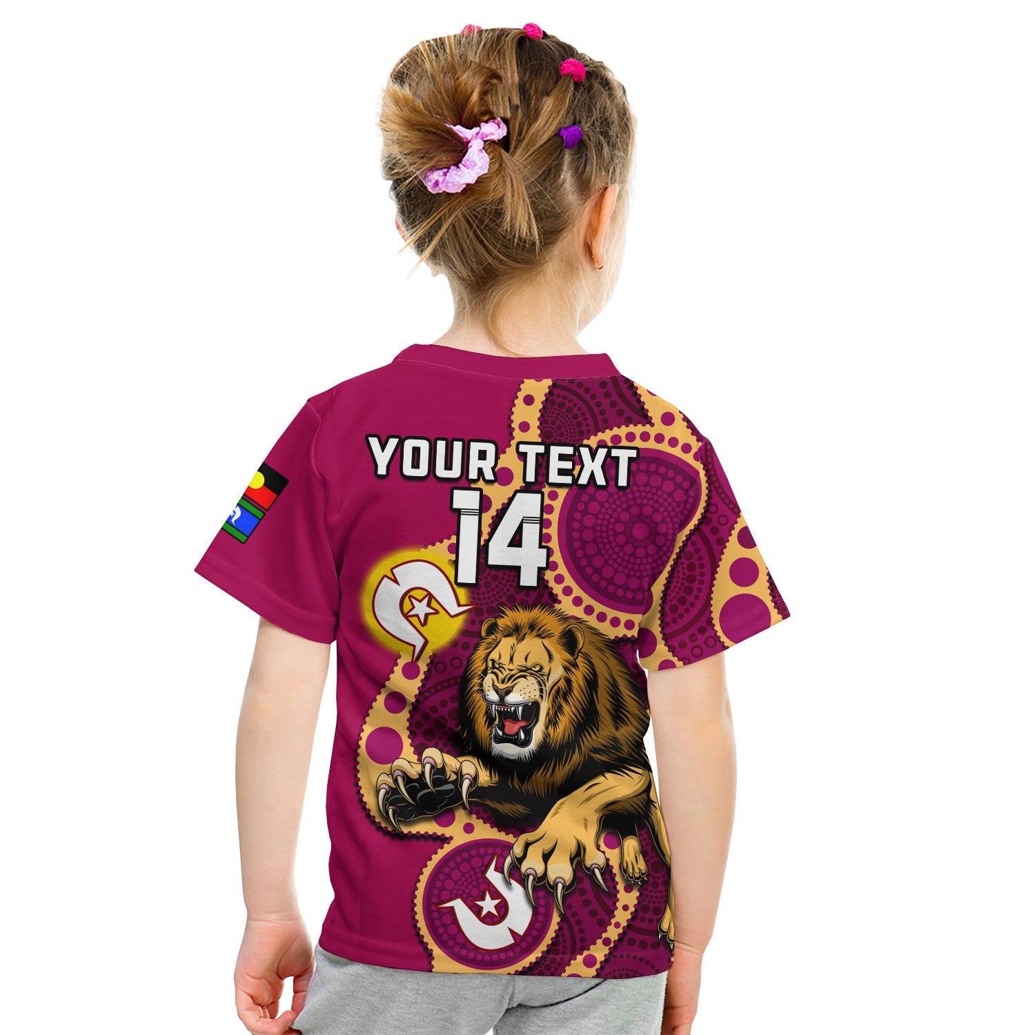 (Custom Text And Number) Brisbane Lions Football NAIDOC 2023 T Shirt KID For Our Elders Indigenous Art - Vibe Hoodie Shop