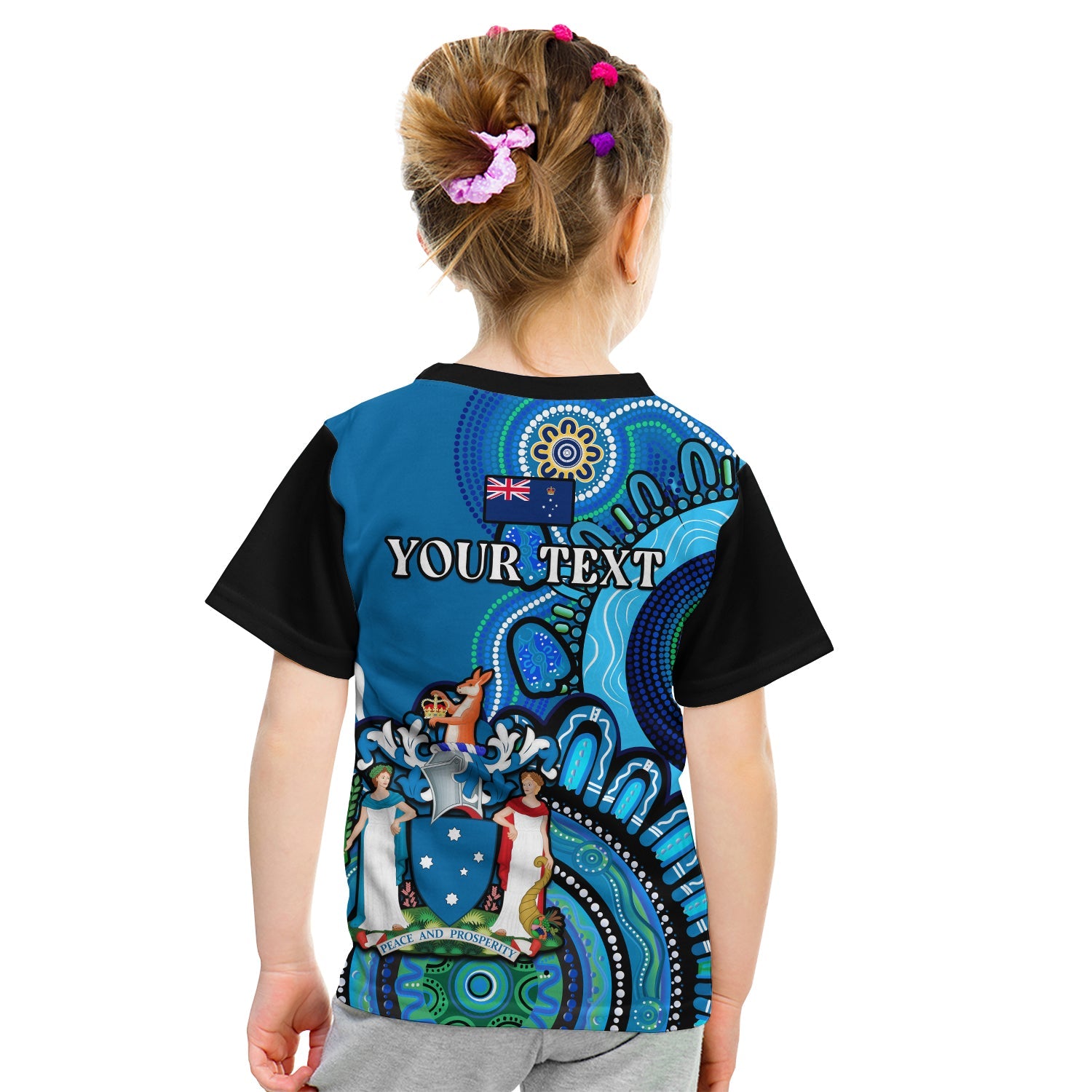 (Custom Personalised) Victoria State T Shirt KID Australian Indigenous Art - Vibe Hoodie Shop