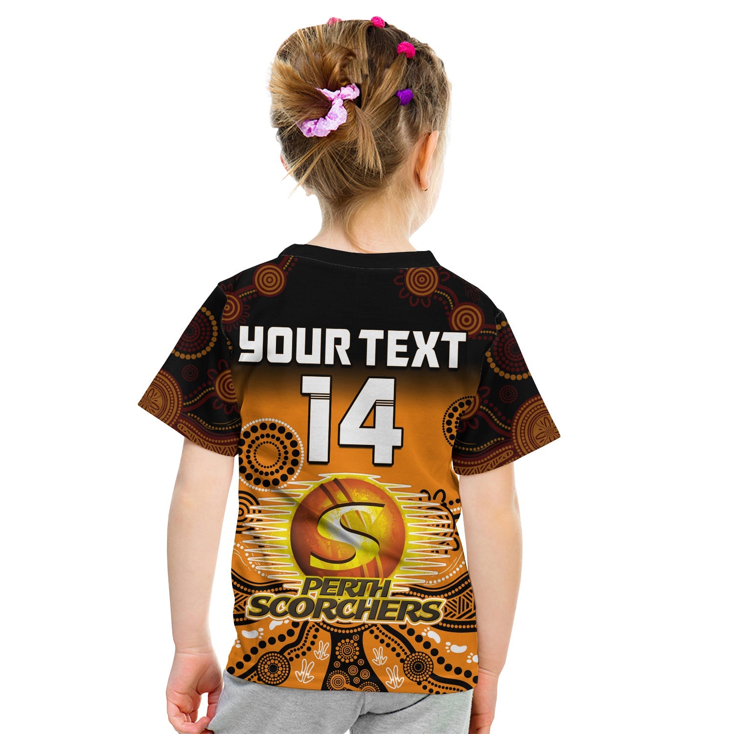 (Custom Text And Number) Perth Scorchers T Shirt Gradient Aboriginal Dot Painting - Vibe Hoodie Shop