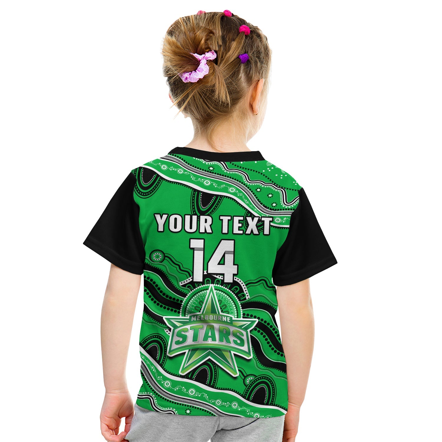 (Custom Text And Number) Stars Cricket T Shirt KID Melbourne Aboriginal Painting - Vibe Hoodie Shop