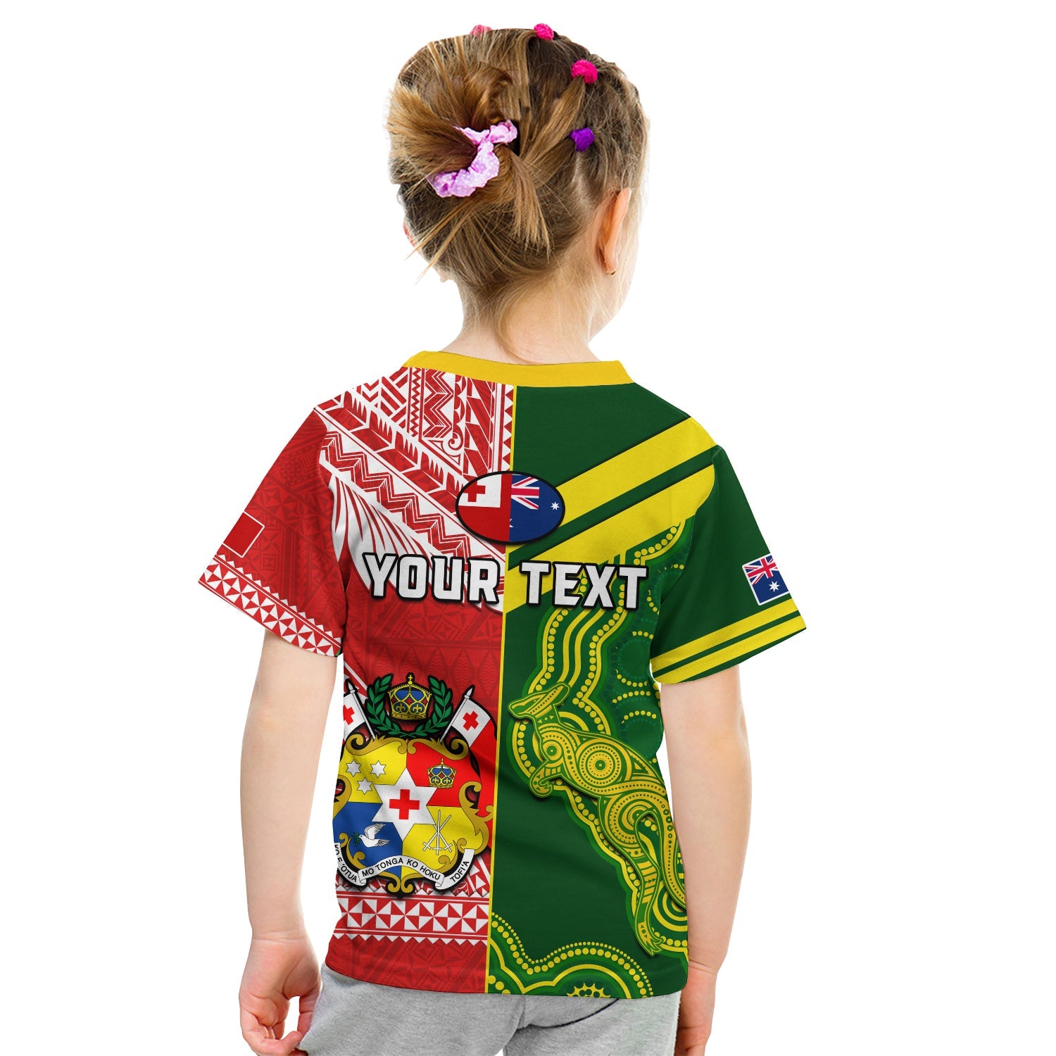 (Custom Personalised) Tonga And Australia Rugby T Shirt KID Mate Maa Tonga Mix Kangaroos - Vibe Hoodie Shop