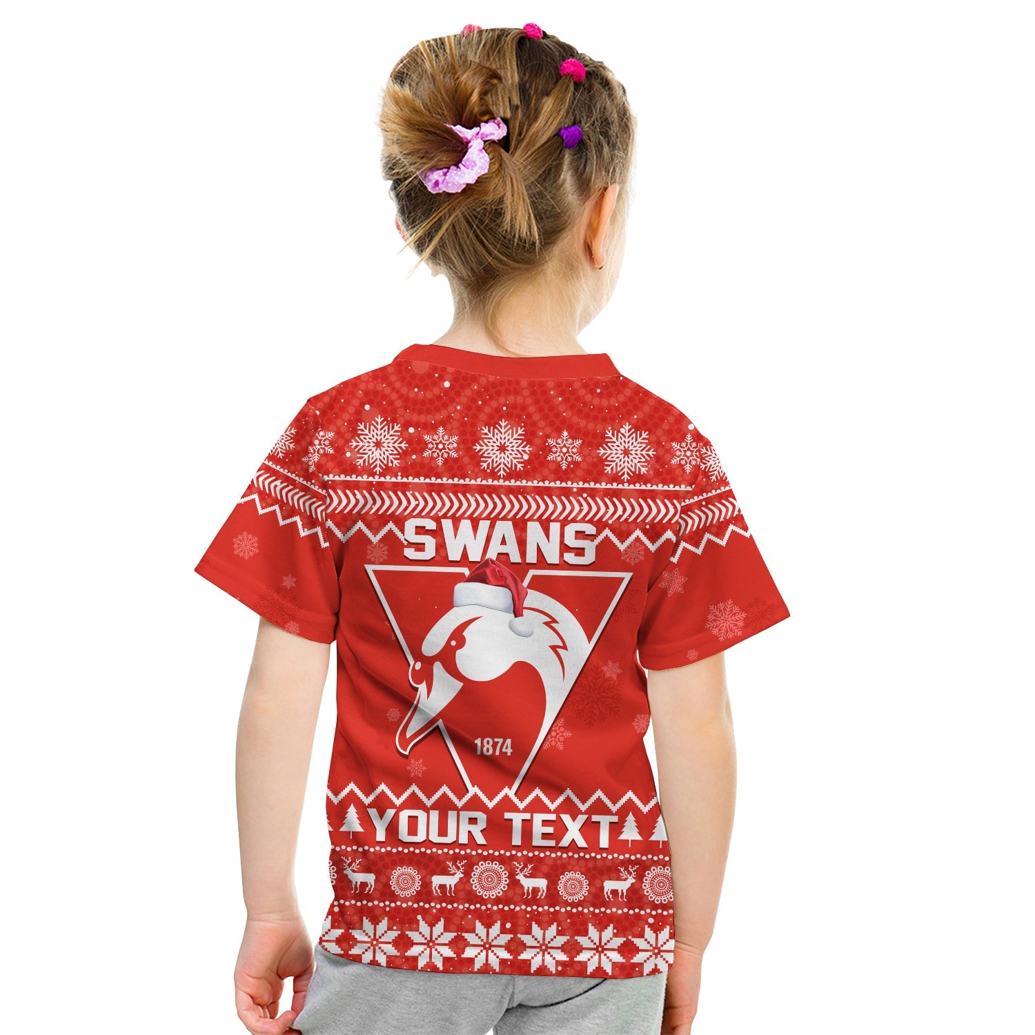 (Custom Personalised) Swans Football Christmas T Shirt KID Sydney Indigenous Merry Xmas - Vibe Hoodie Shop