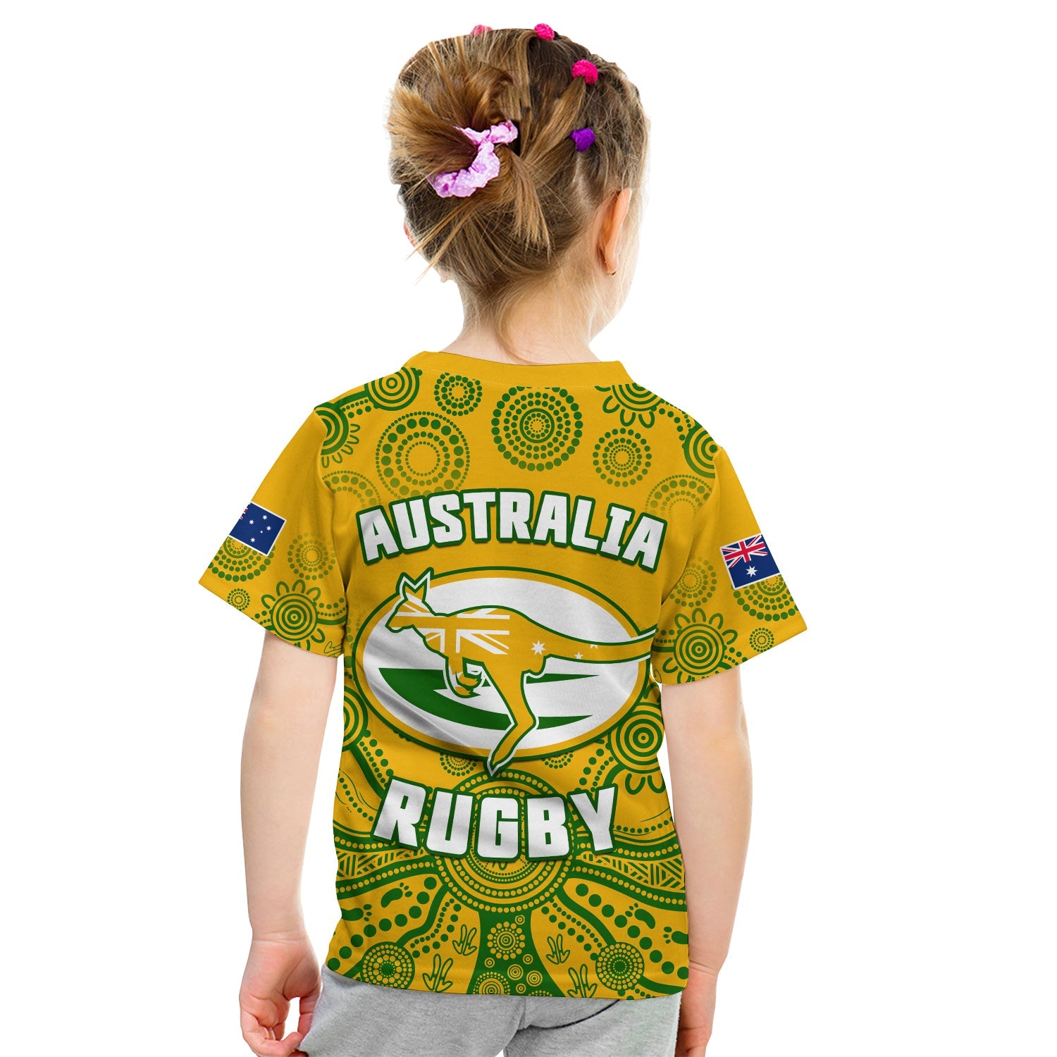 Australia 2022 Rugby T Shirt KID Wallabies Aboriginal Yellow Style - Vibe Hoodie Shop