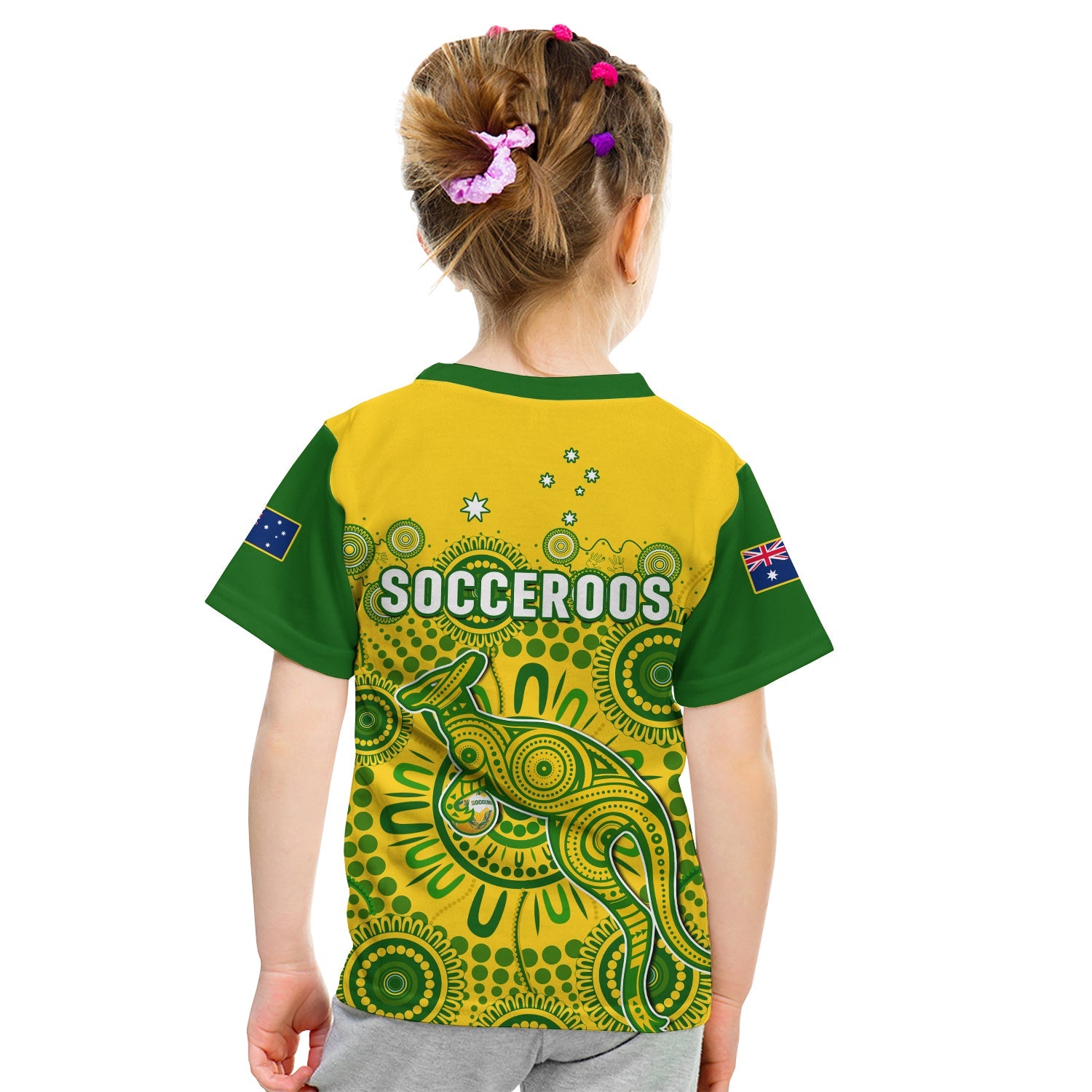 Australia Soccer T Shirt KID Socceroos Kangaroo Aussie Indigenous National Color - Vibe Hoodie Shop