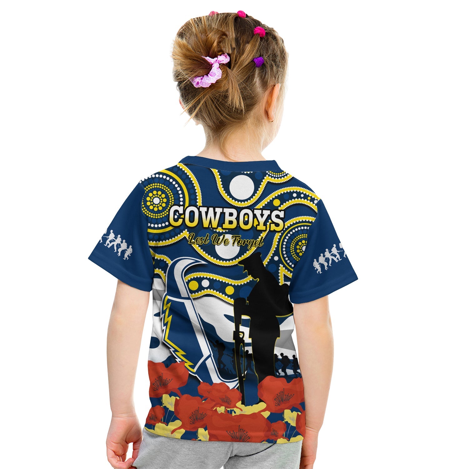 Cowboys Rugby ANZAC 2023 T Shirt KID Australian Army Aboriginal Lest We Forget - Vibe Hoodie Shop