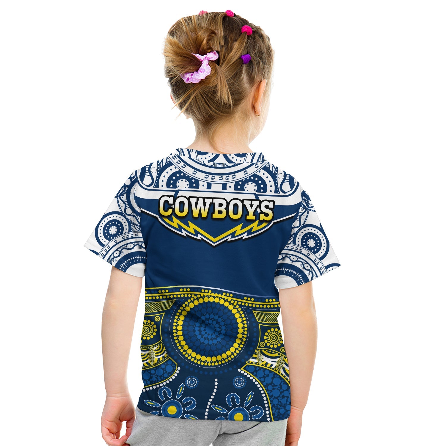 Cowboys Rugby T Shirt KID Aboriginal Art - Vibe Hoodie Shop