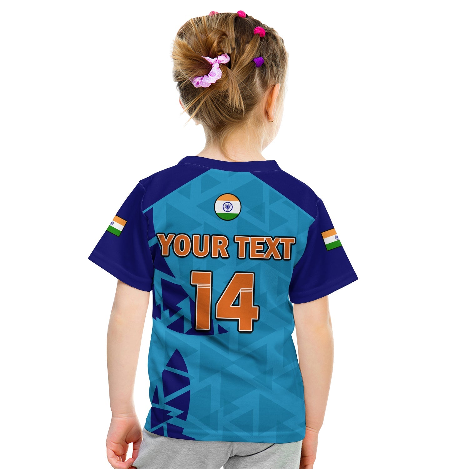 (Custom Text And Number) India Cricket T Shirt KID Men in Blue 2022 Mens T20 World Cup - Vibe Hoodie Shop