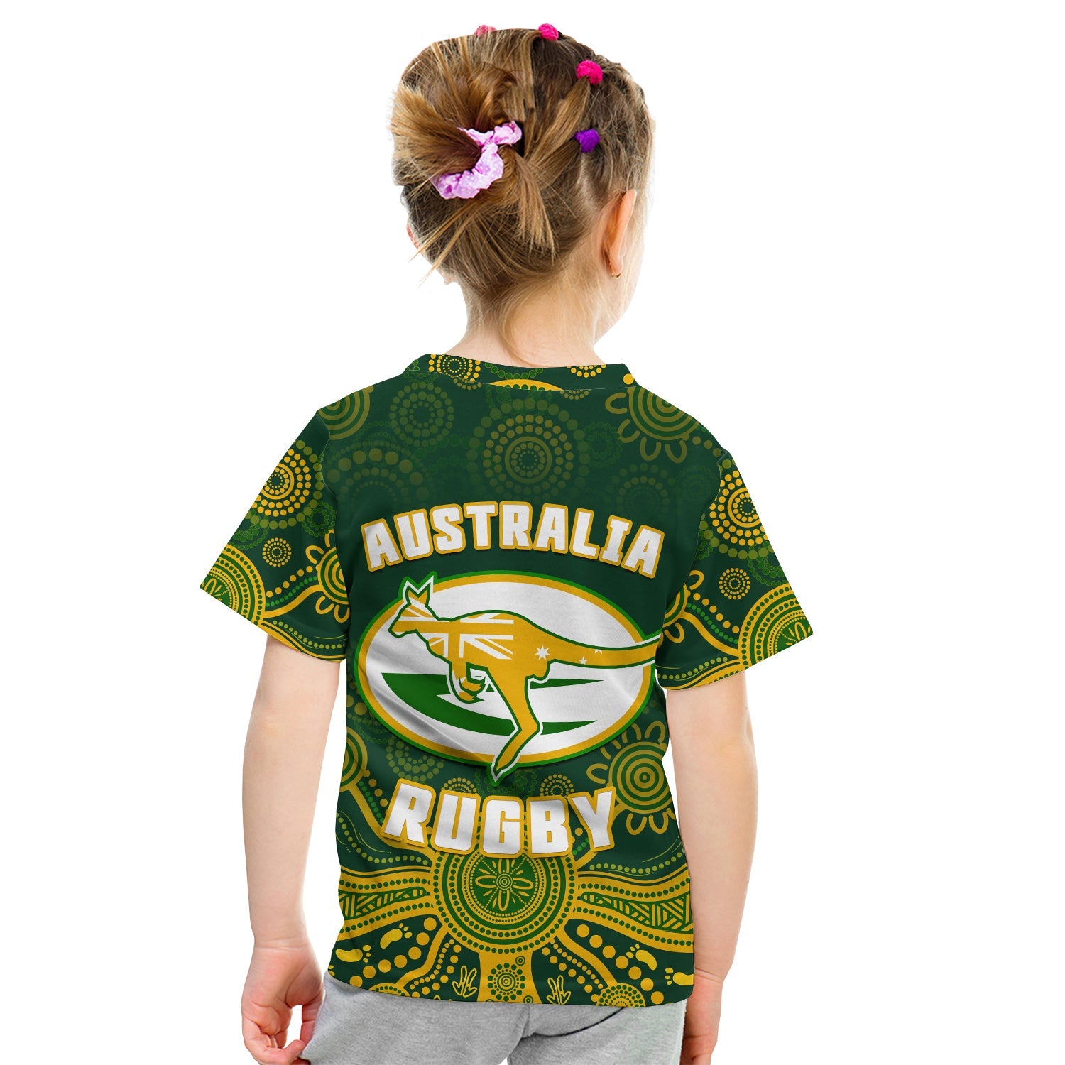 Australia 2022 Rugby T Shirt KID Wallabies Aboriginal Style - Vibe Hoodie Shop