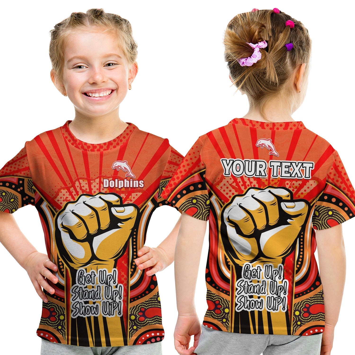 (Custom Personalised) Dolphins NAIDOC Week 2022 T shirt Aboriginal Art Get Up Stand Up Show Up - Vibe Hoodie Shop