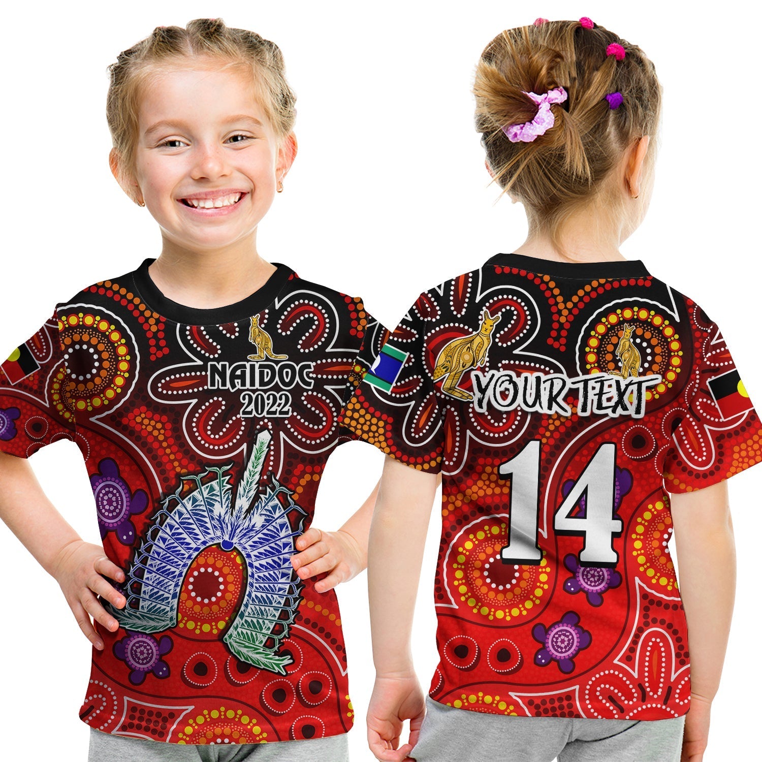 (Custom Text And Number) Australia NAIDOC Week T shirt KID Australian Aboriginal Dhari Kangaroo Artsy Style - Vibe Hoodie Shop