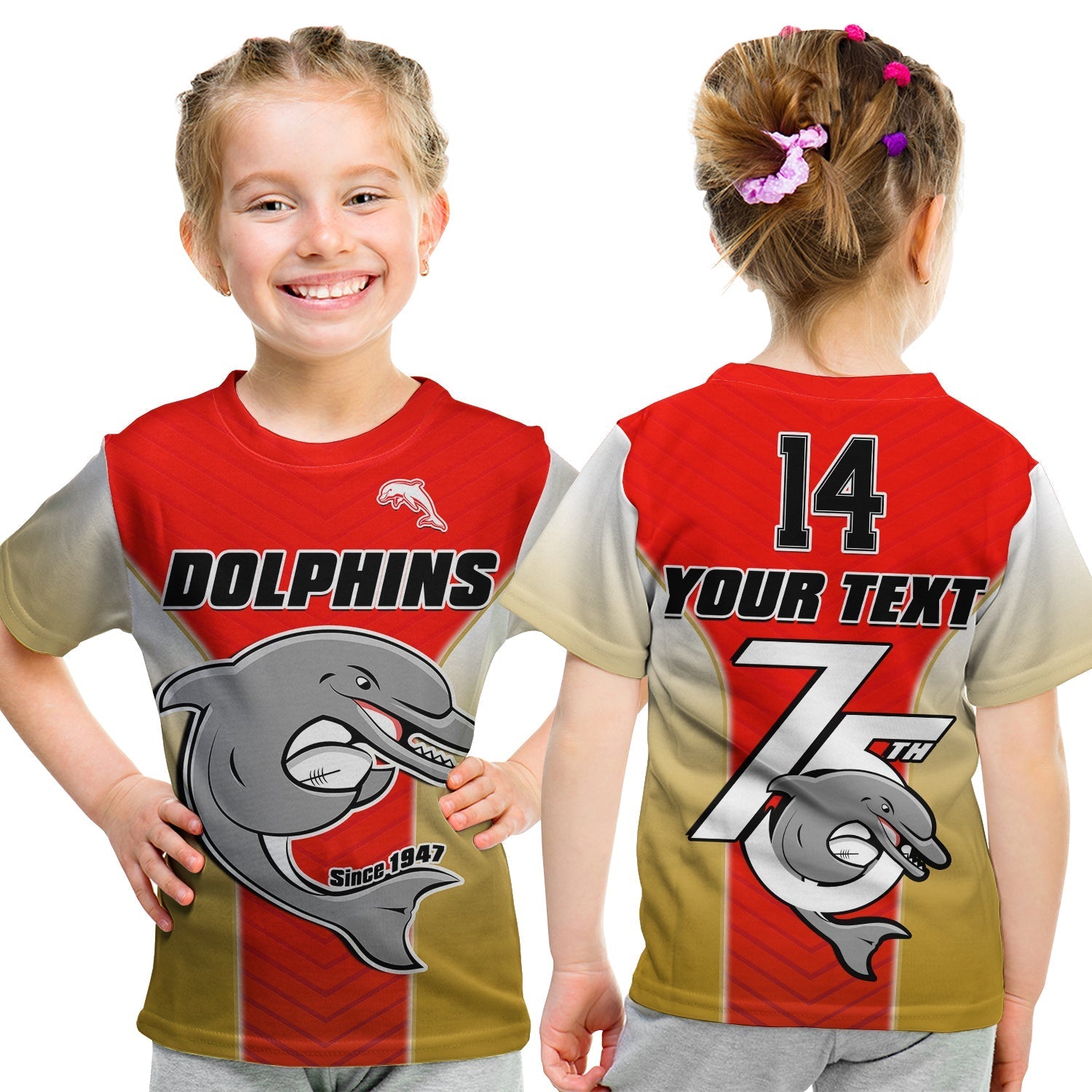 (Custom Text And Number) Dolphins Rugby T shirt KID Since 1947 Dynamic Version - Vibe Hoodie Shop