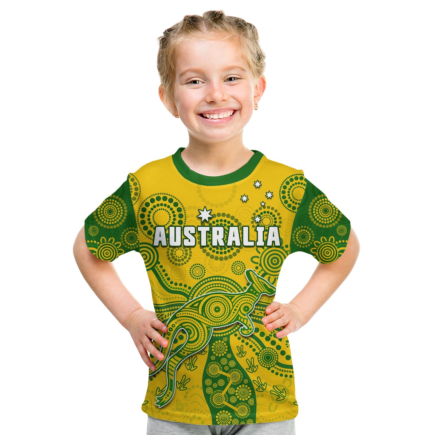 (Custom Text And Number) Australia T Shirt KID National Colours Proud Aussie Special Indigenous - Vibe Hoodie Shop