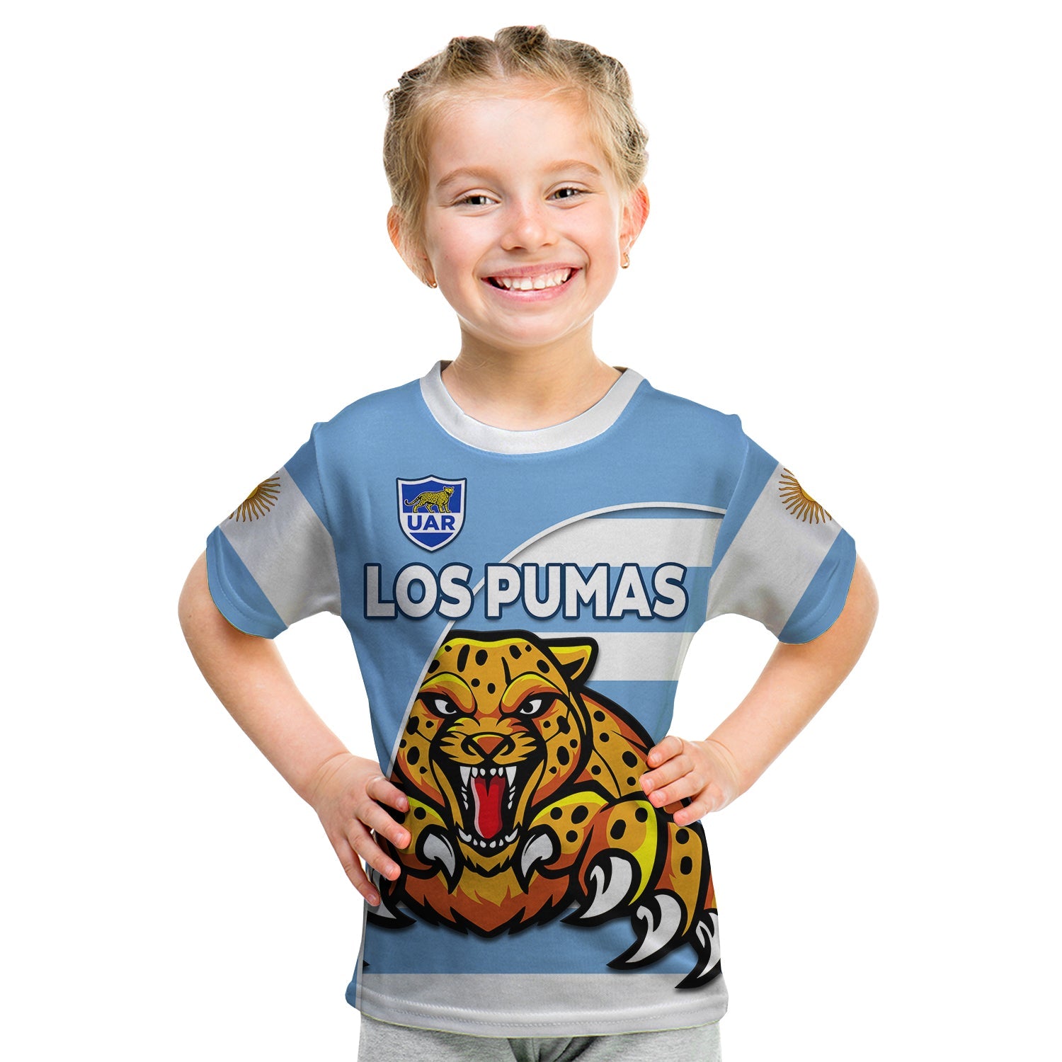 (Custom Text And Number) Argentina Rugby T Shirt KID Los Pumas 2022 We Are The Champions - Vibe Hoodie Shop