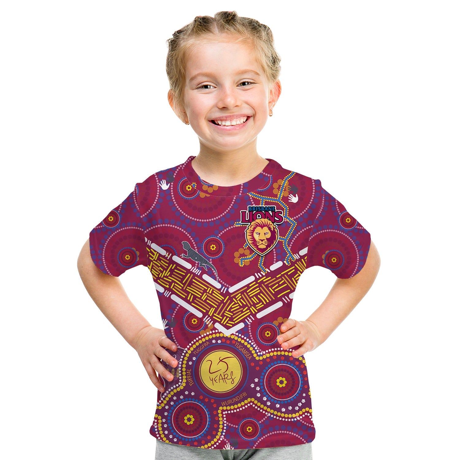 (Custom Text And Number) Brisbane Football T Shirt KID Indigenous Pattern Go Lions Unique Version - Vibe Hoodie Shop