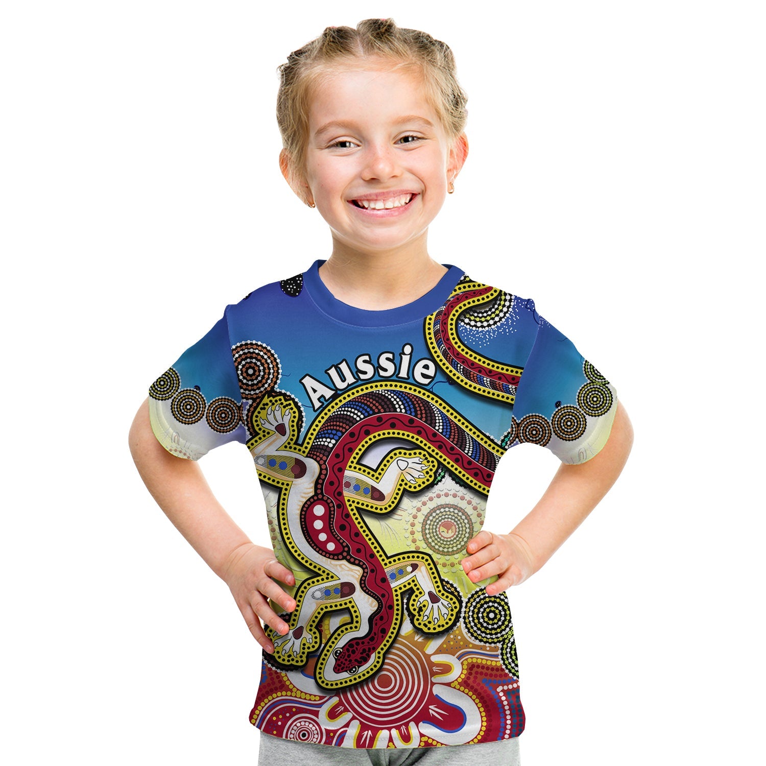 (Custom Personalised) Australia T Shirt KID Indigenous Red Lizard Love Aussie Artsy - Vibe Hoodie Shop